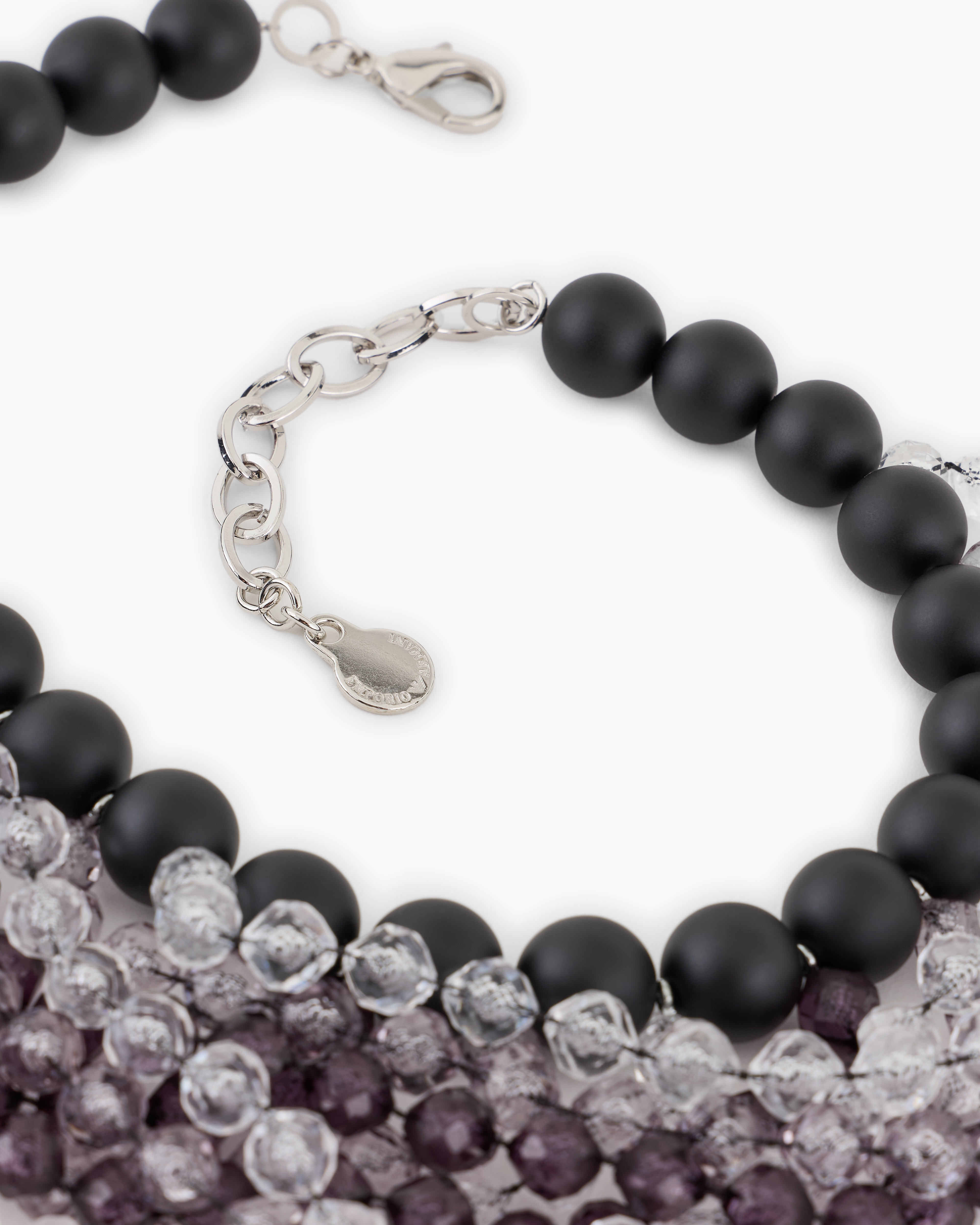 Emporio Armani Multistrand Choker Necklace With Spheres In Black