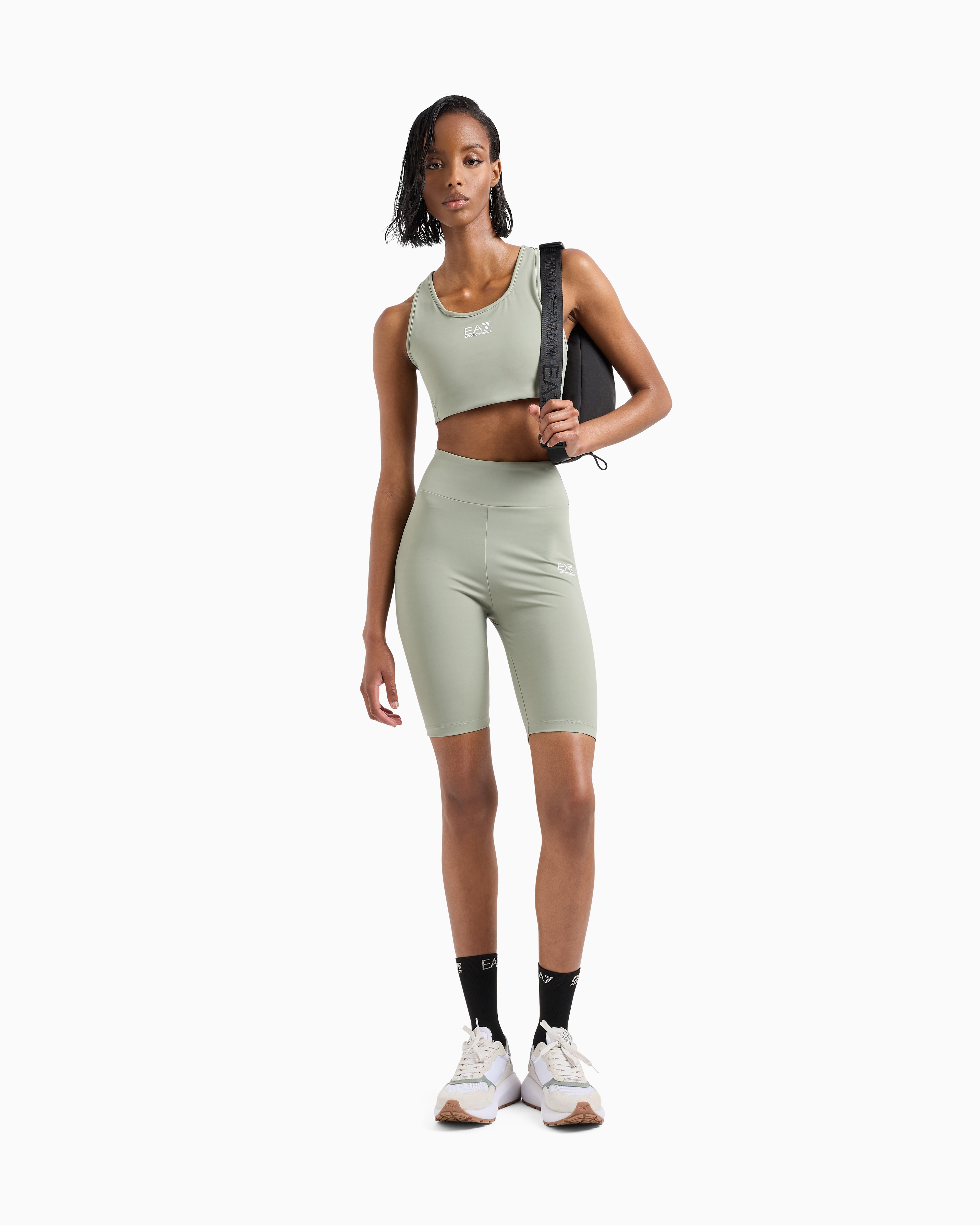 Ea7 Dynamic Athlete Sports Bra In Vigor7 Technical Fabric In Grey