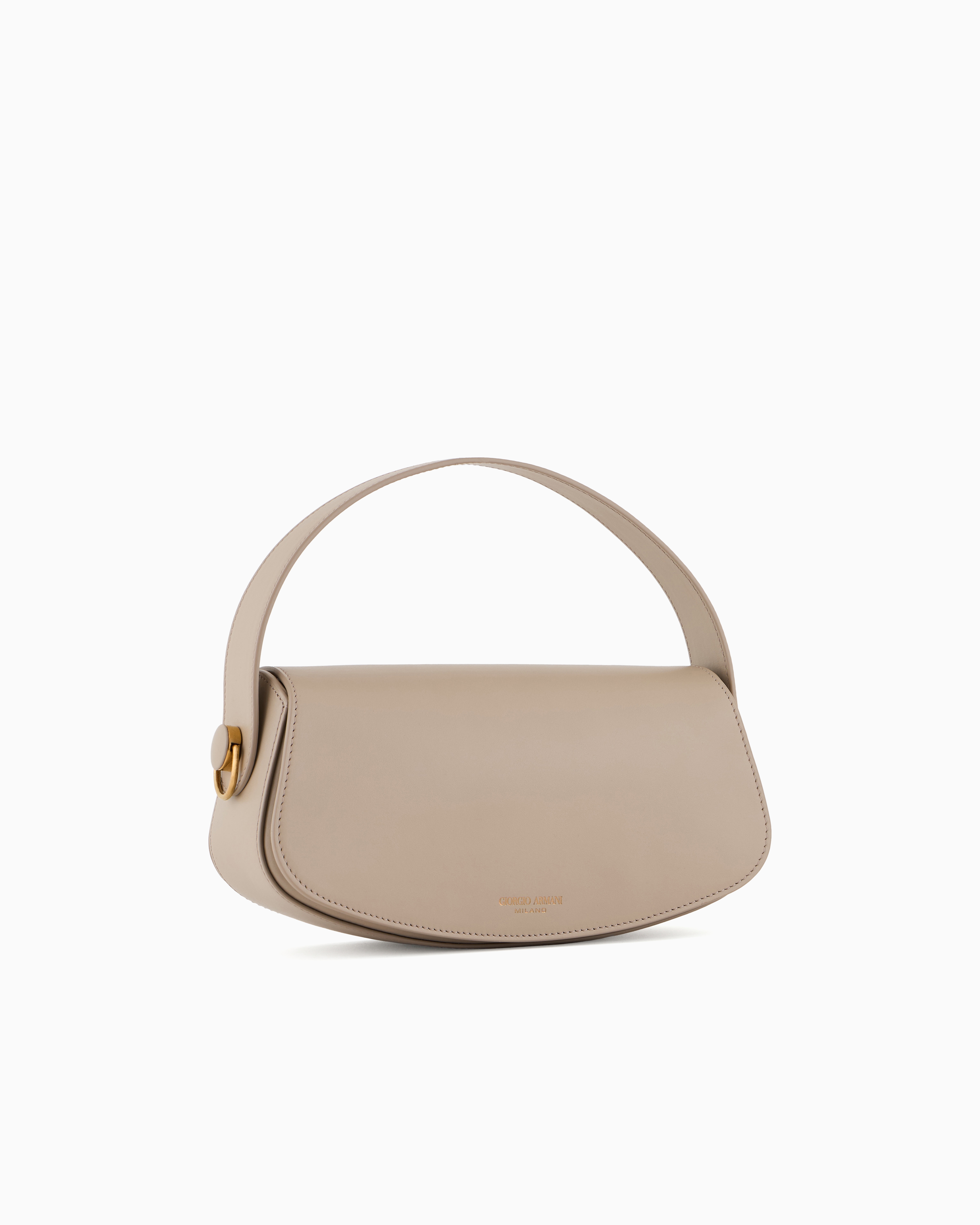 Giorgio Armani Womens  Foiled-branding Leather Top-handle Bag In Beige
