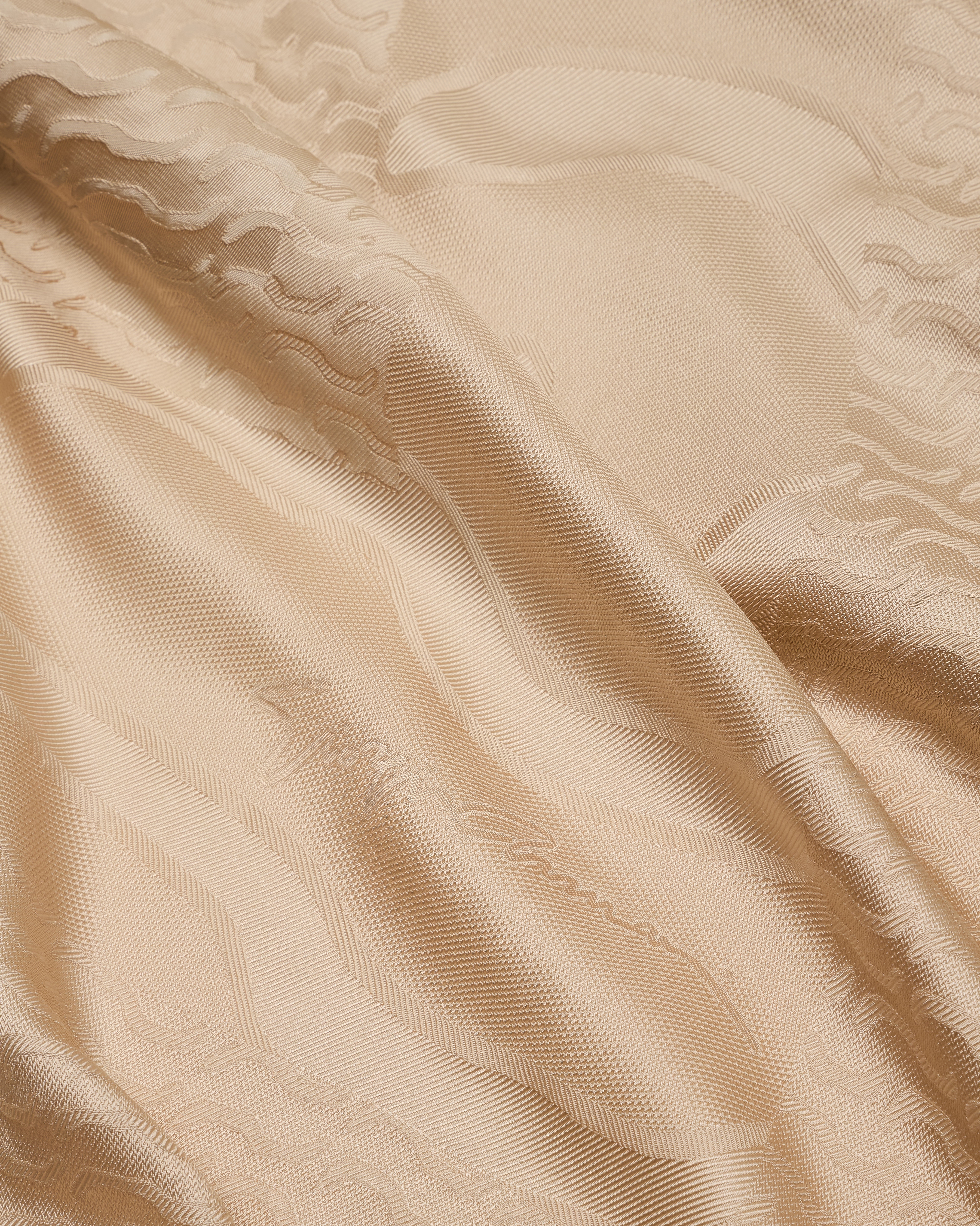 Giorgio Armani Silk Foulard With A Jacquard Motif In Beige