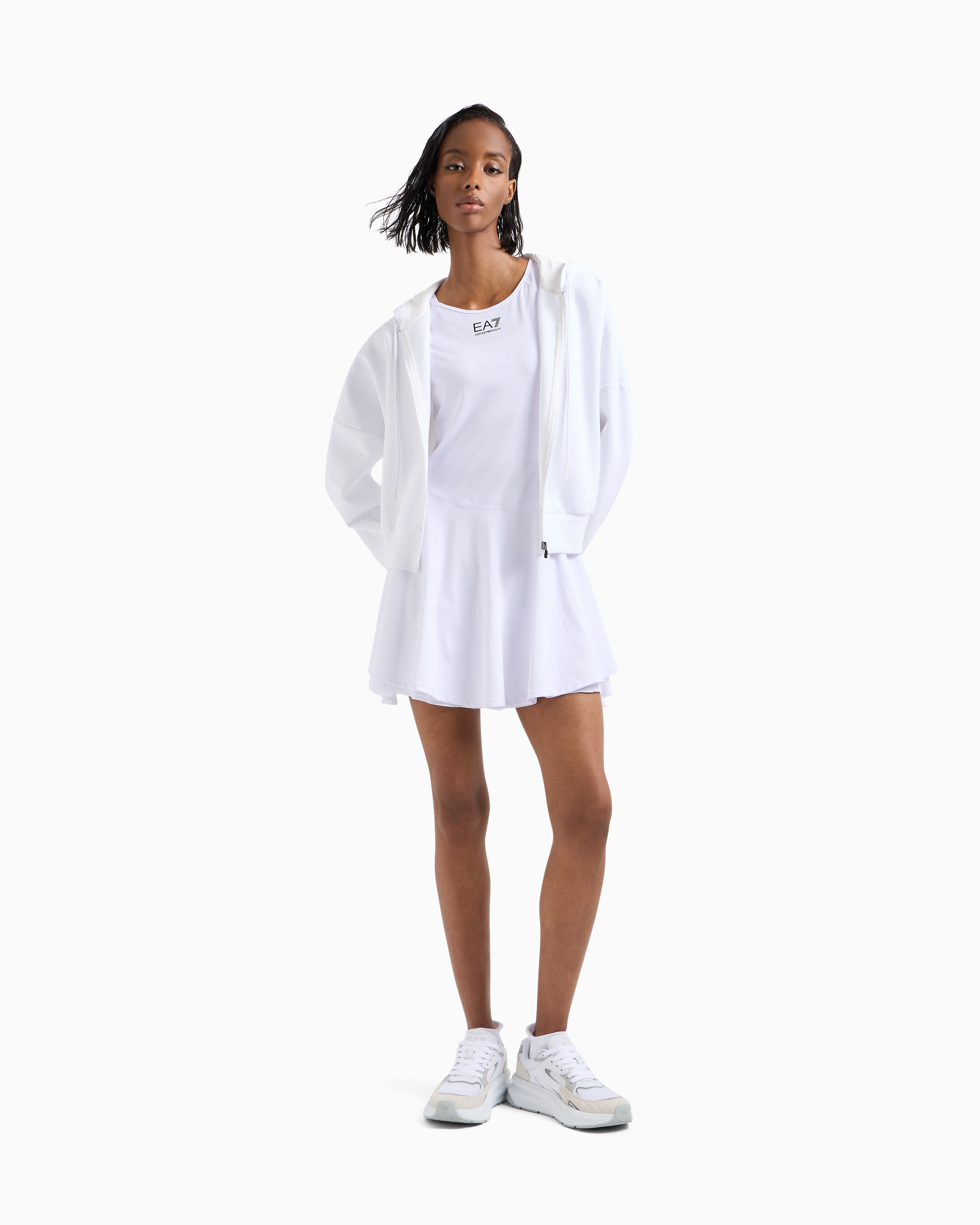 Ea7 Zip-up Sweatshirts In White