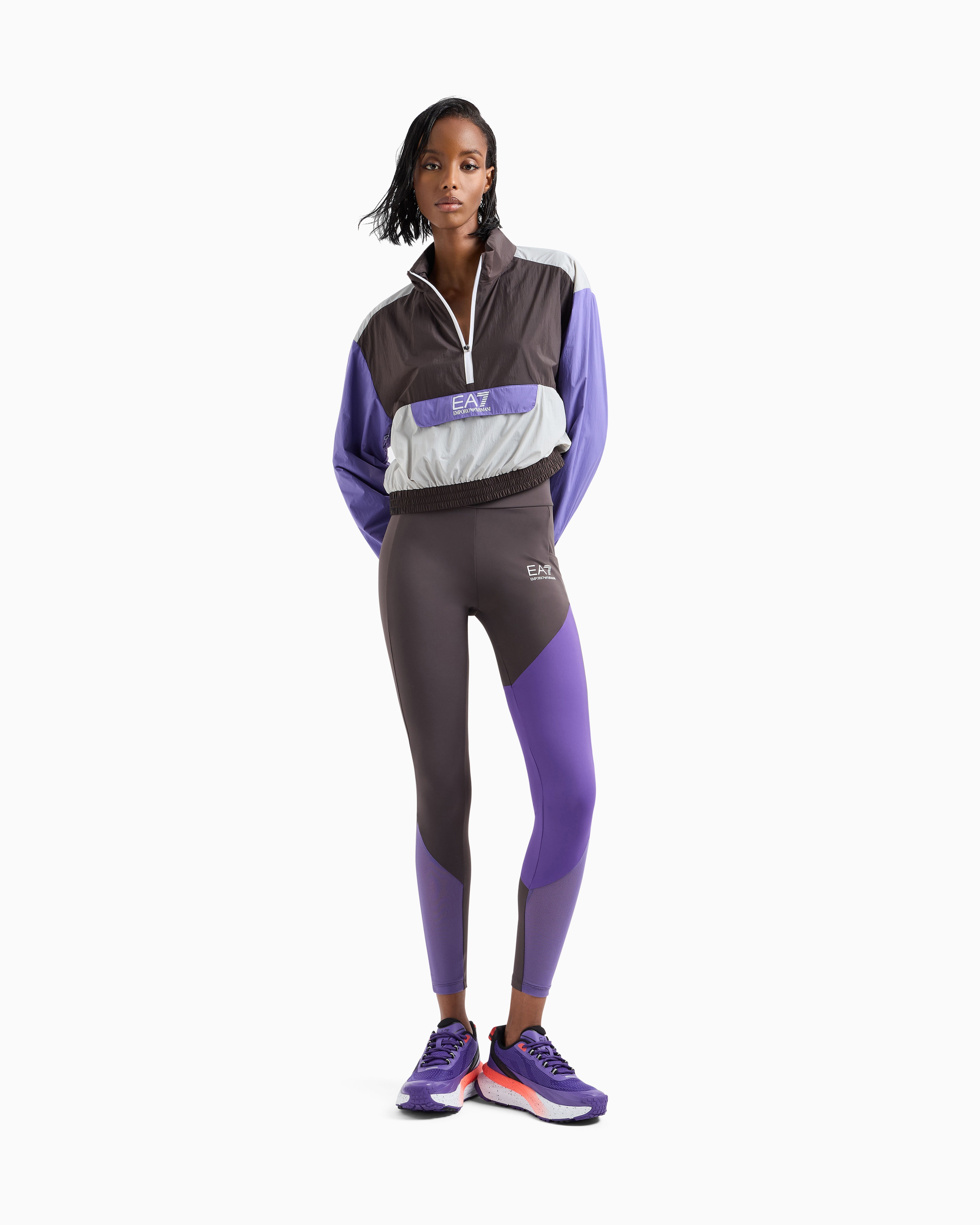 Ea7 Leggings In Colour-block-optik In Purple