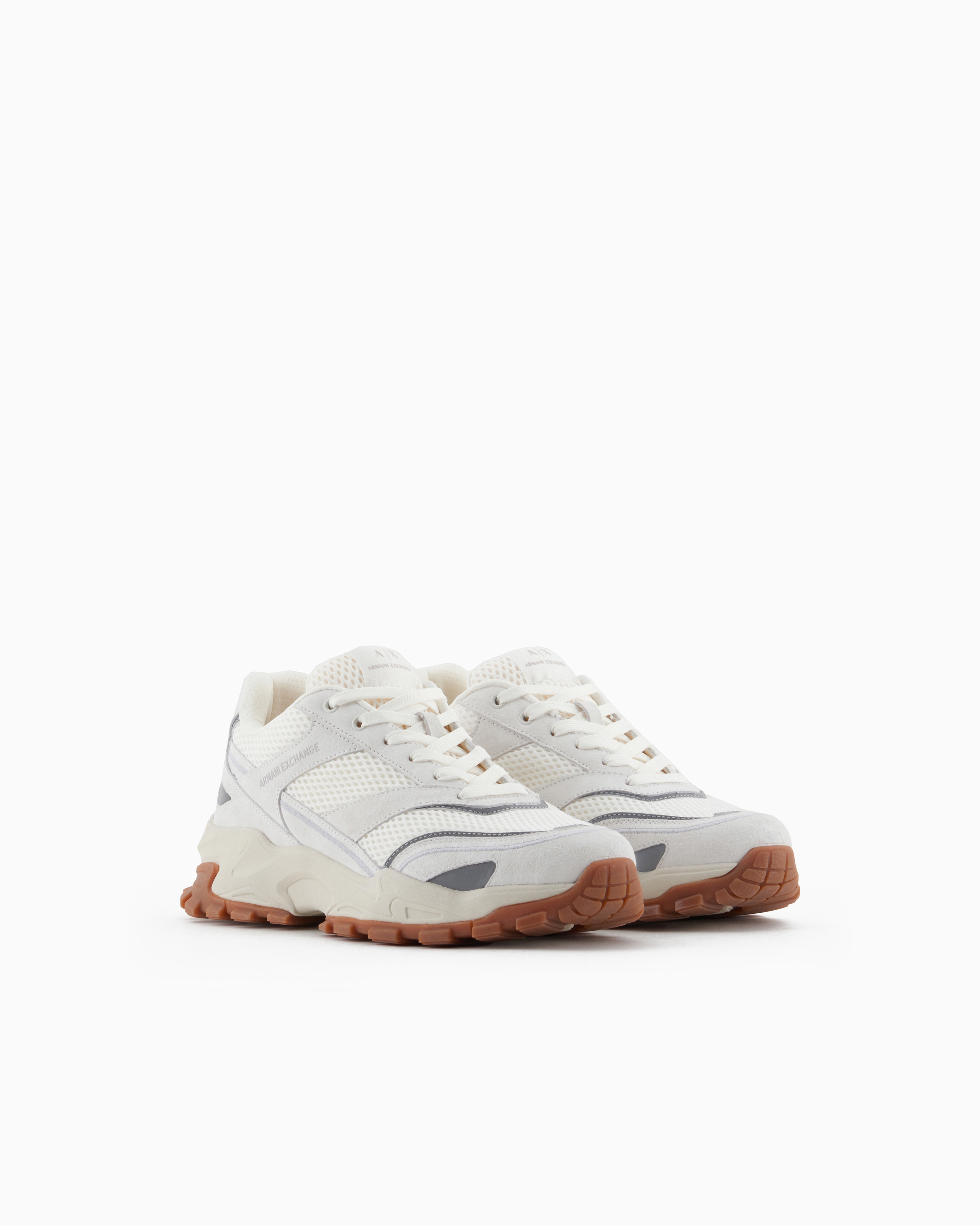 Armani Exchange Mesh Sneakers With Oversized Sole In White