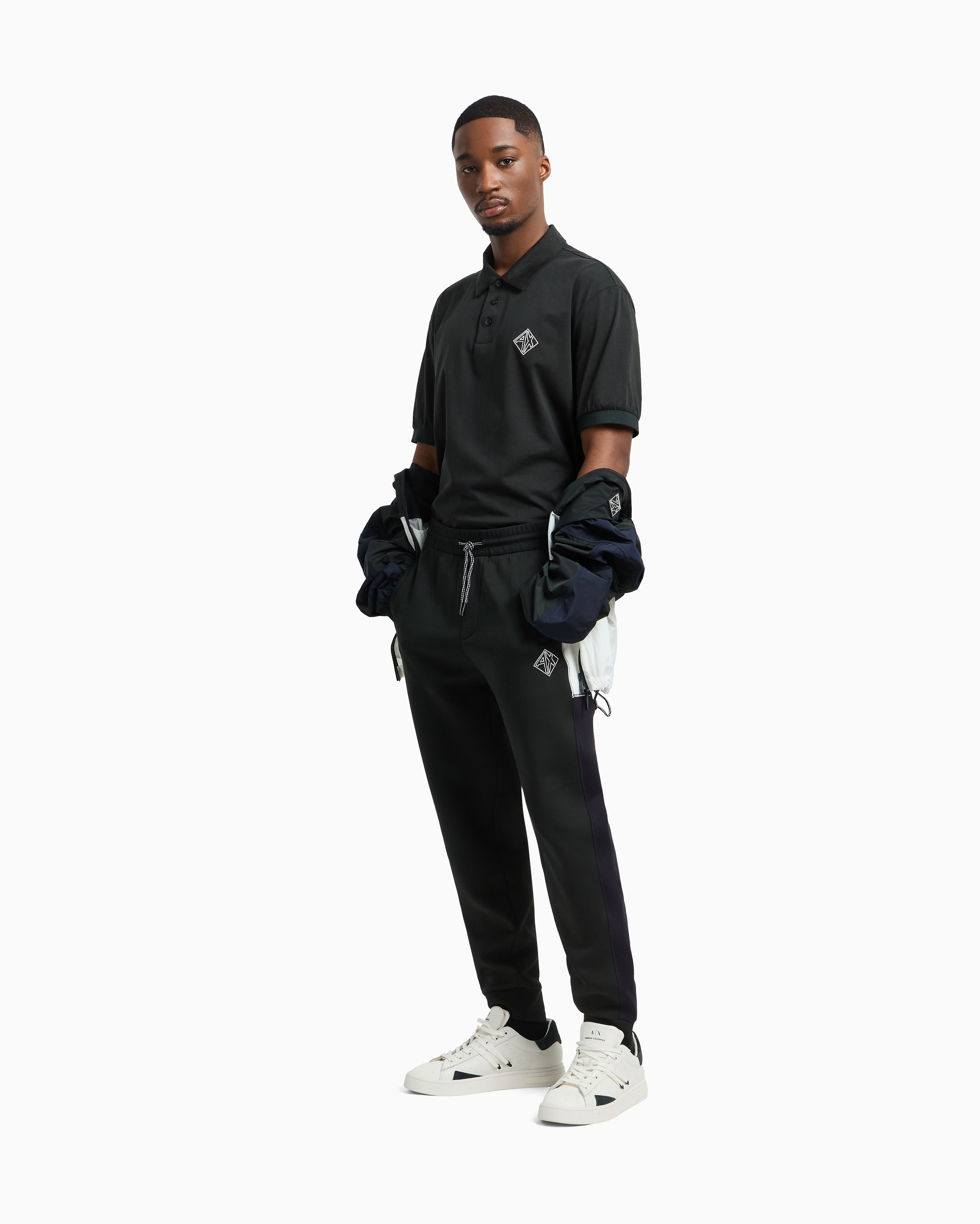 Armani Exchange Jogger Pants In Sweatshirt With Contrasting Inserts In Green