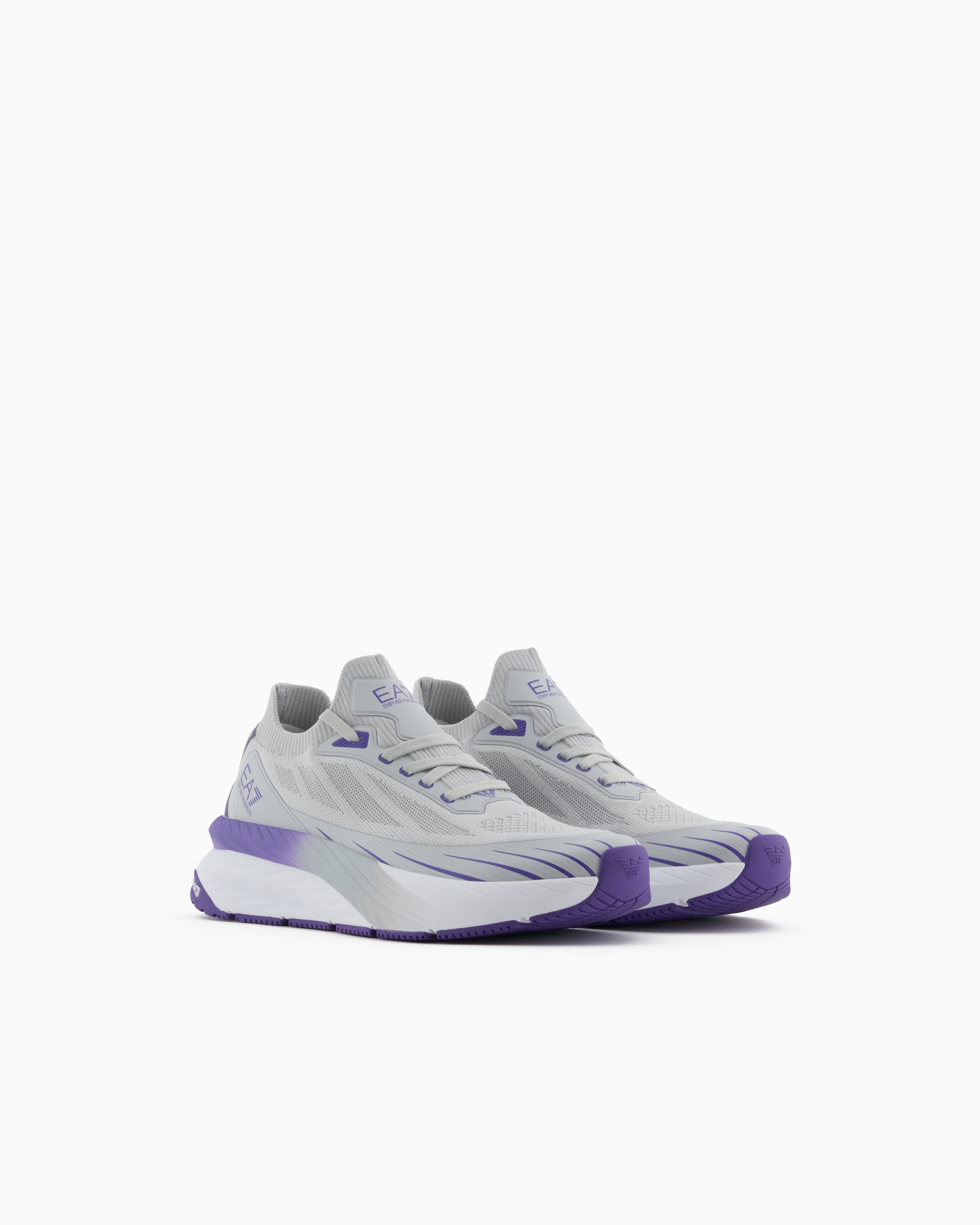 Ea7 Crusher Distance Sonic Knit Sneakers In Grey