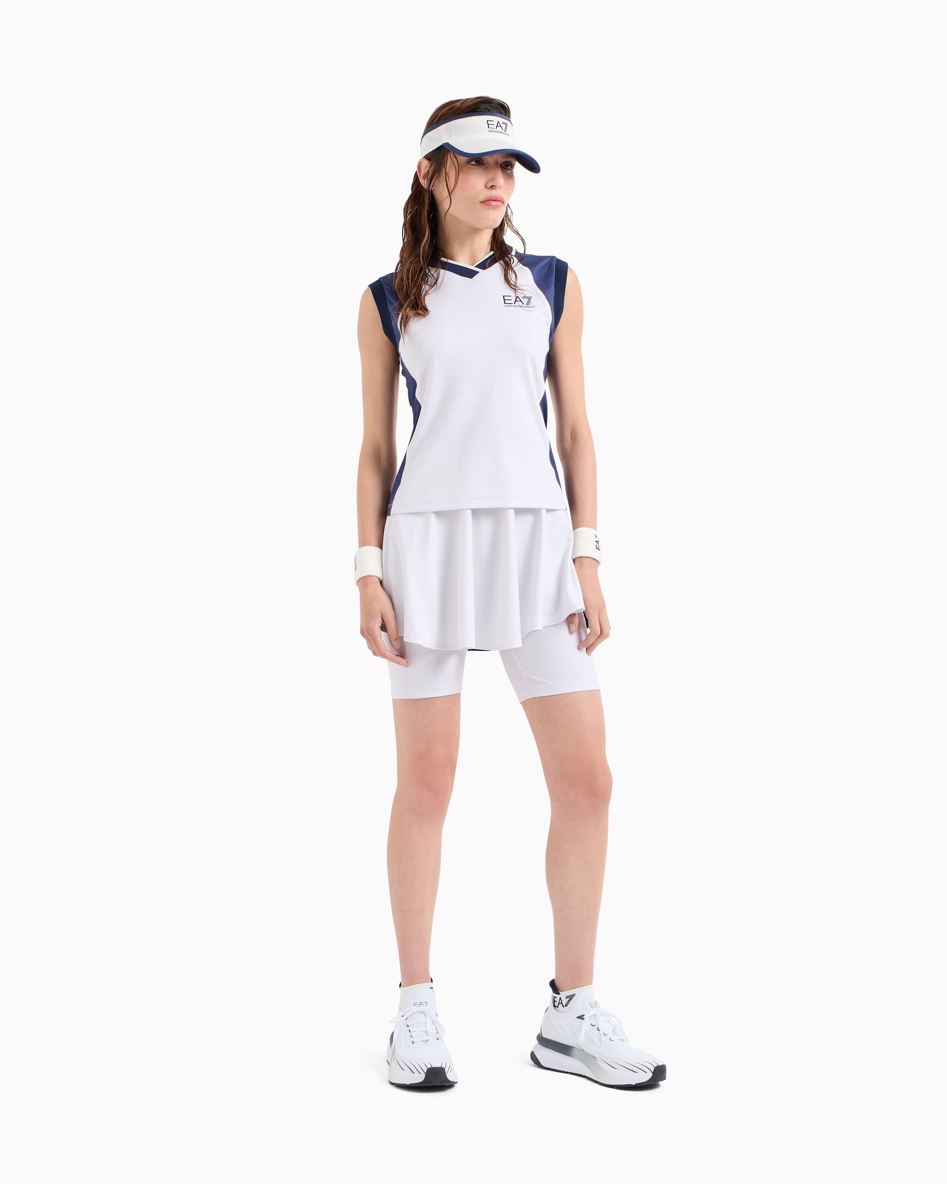 Ea7 Tennis Pro Mini Skirt In Ventus7 Technical Fabric In White