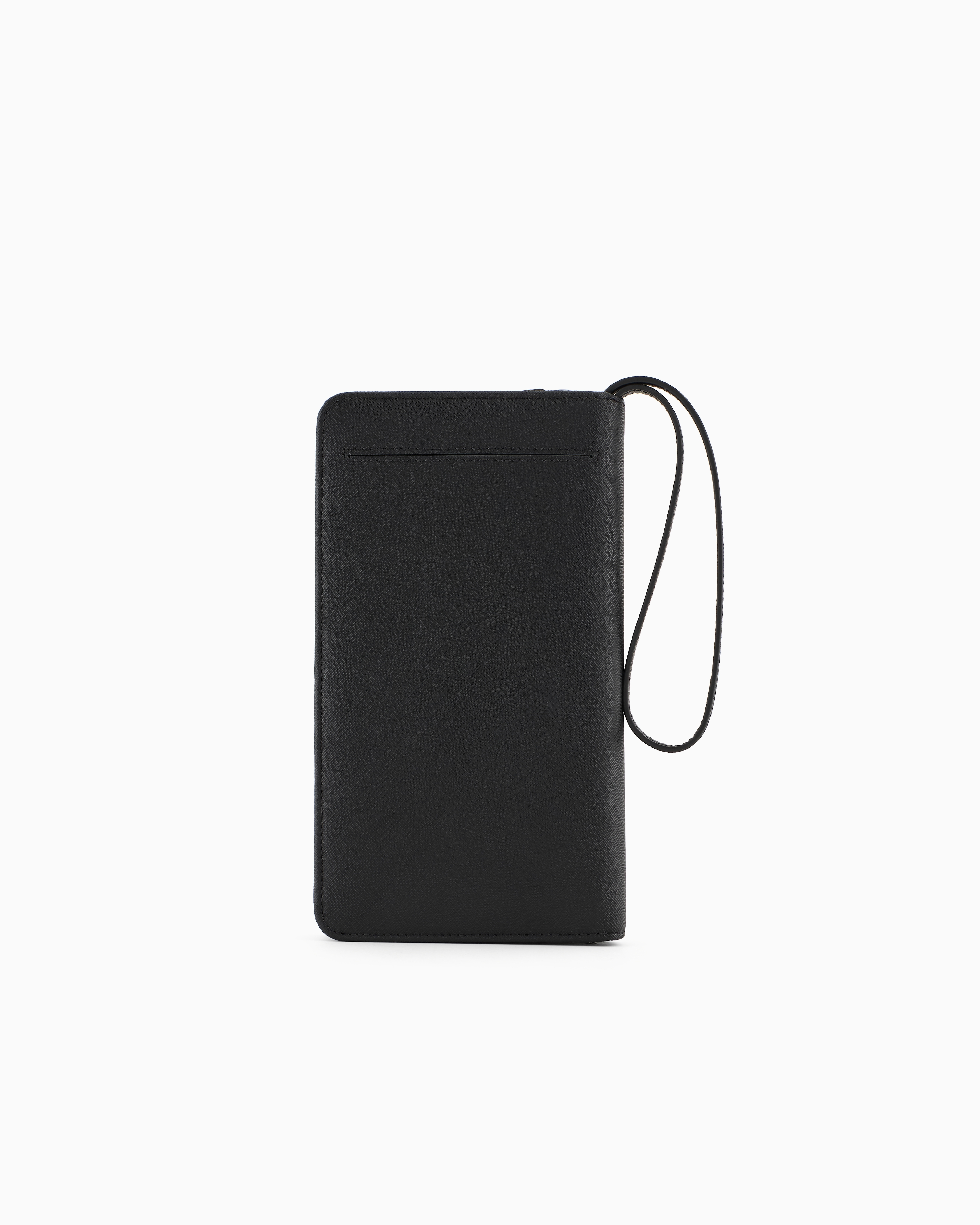 Emporio Armani Asv Regenerated Saffiano Leather Organiser With Eagle Plate In Black