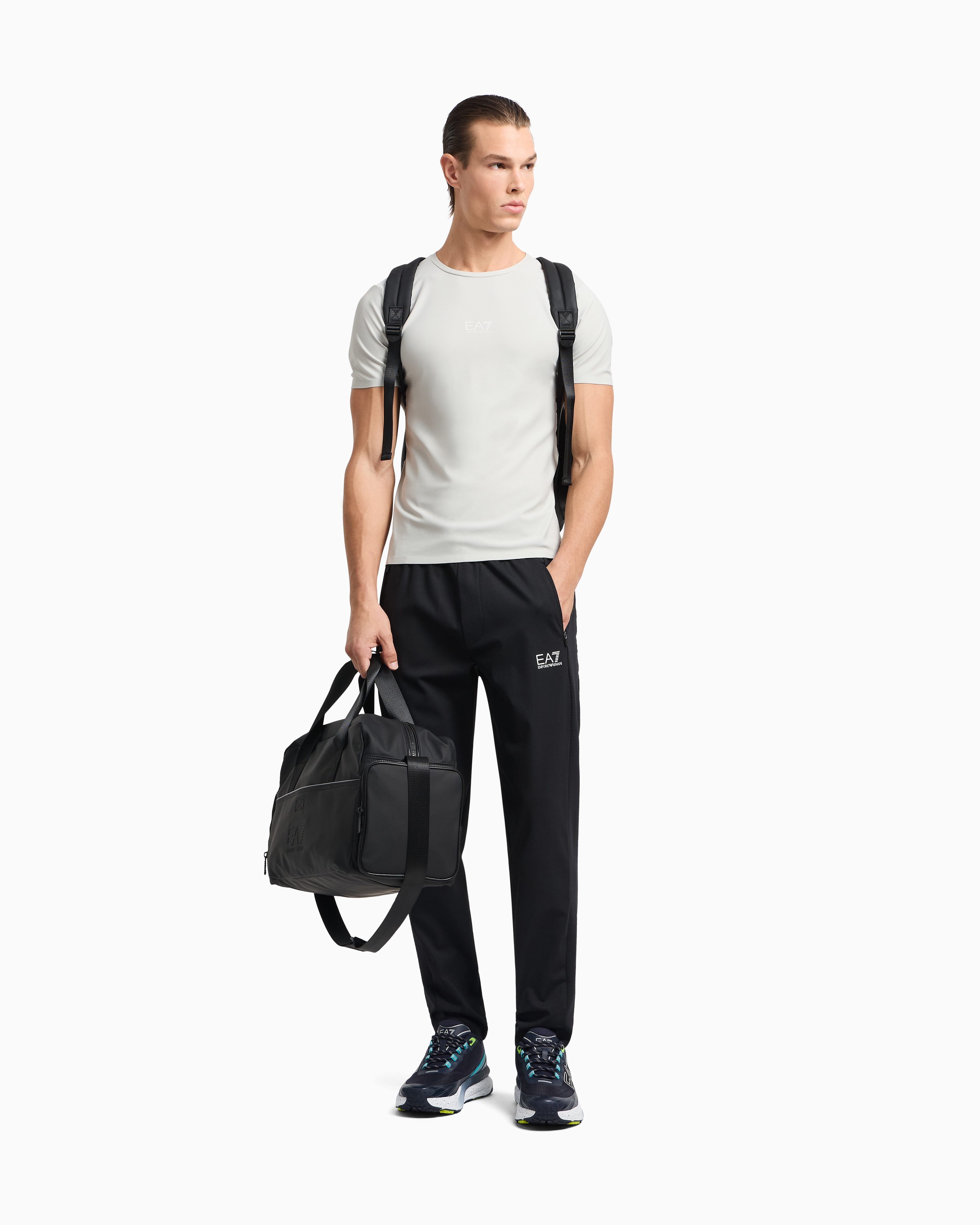 Ea7 Dynamic Athlete T-shirt In Vigor7 Technical Fabric In Grey