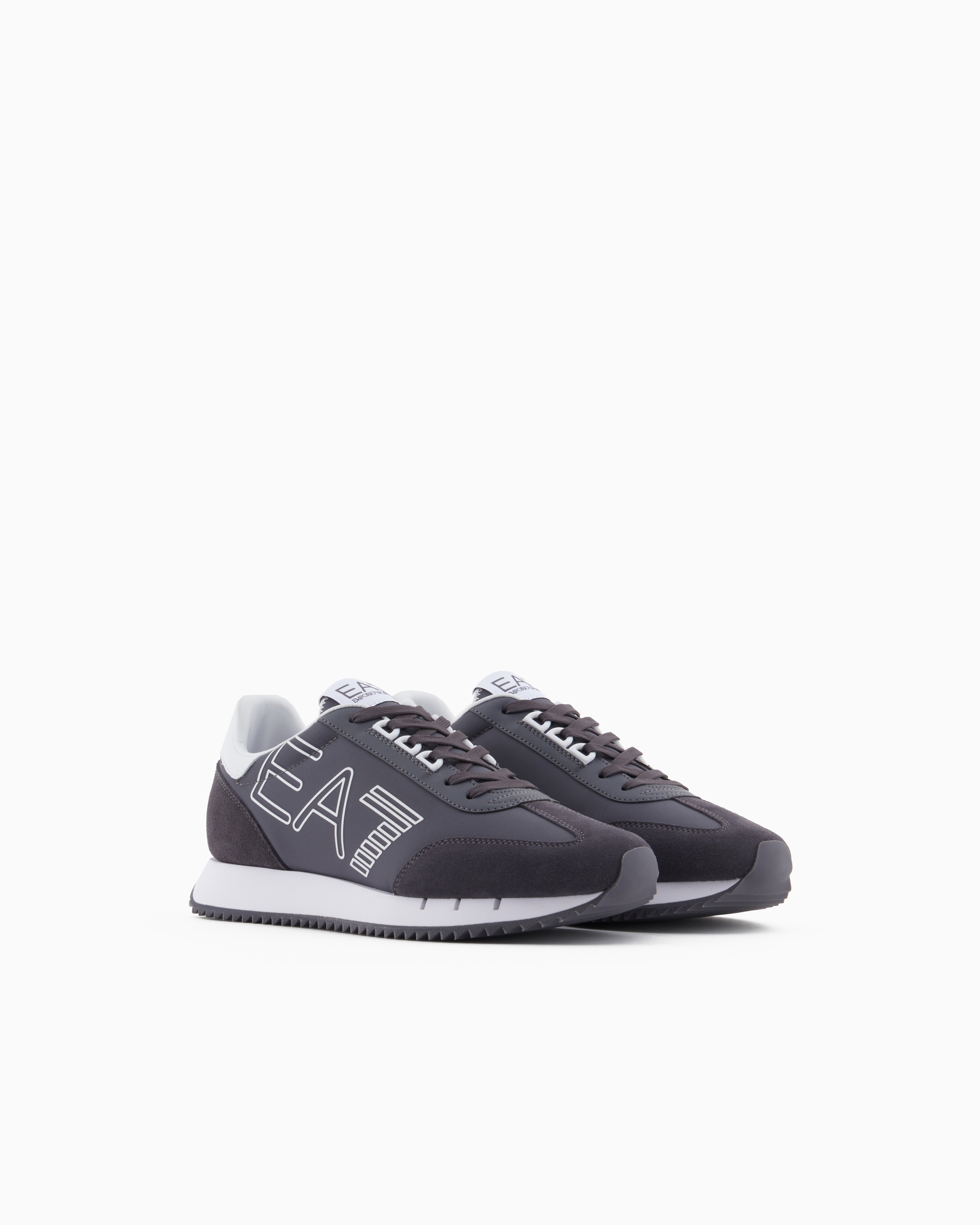 Ea7 Black And White Vintage Sneakers In Navy Blue