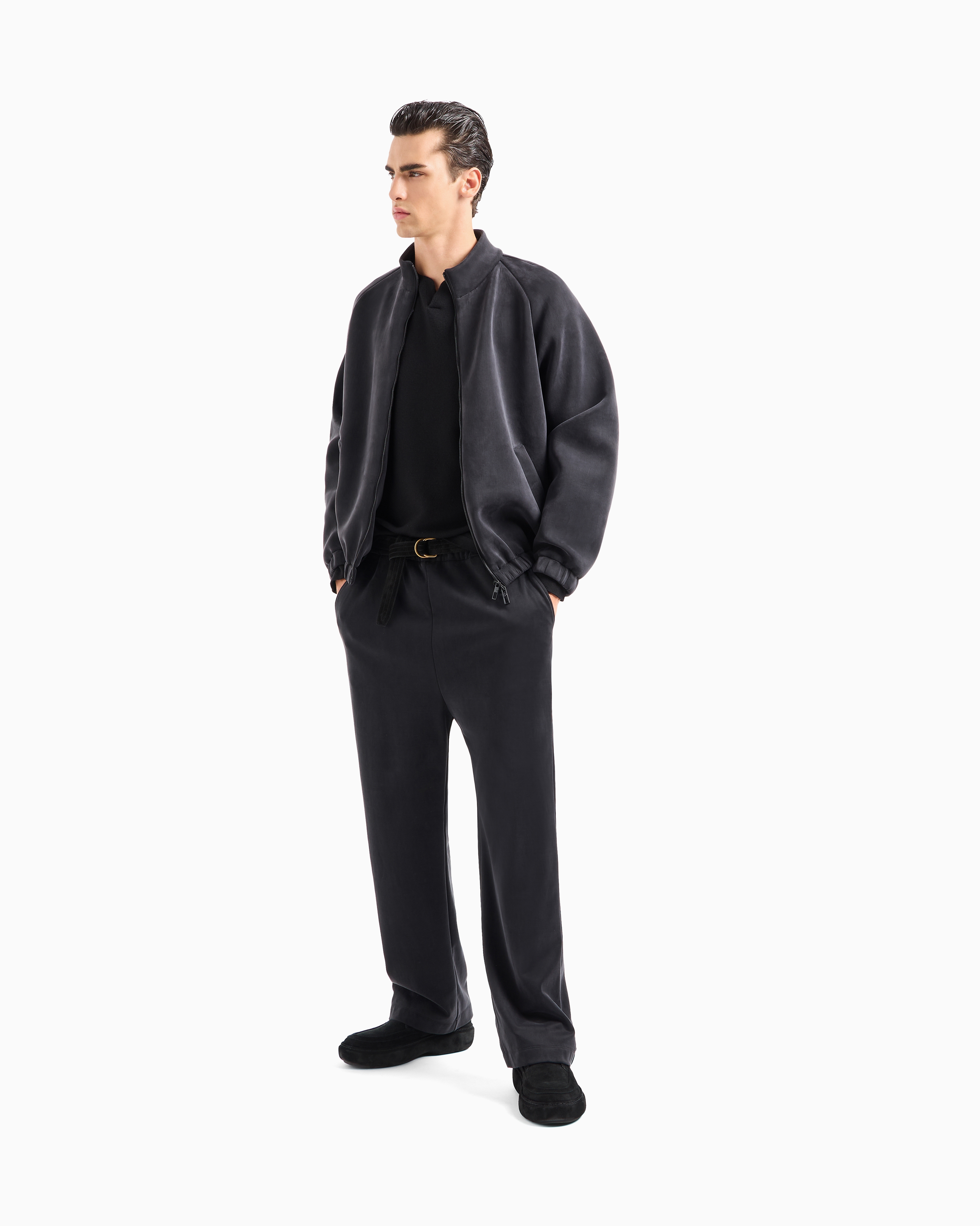 Giorgio Armani Stretch Cotton And Cupro Blouson In Black