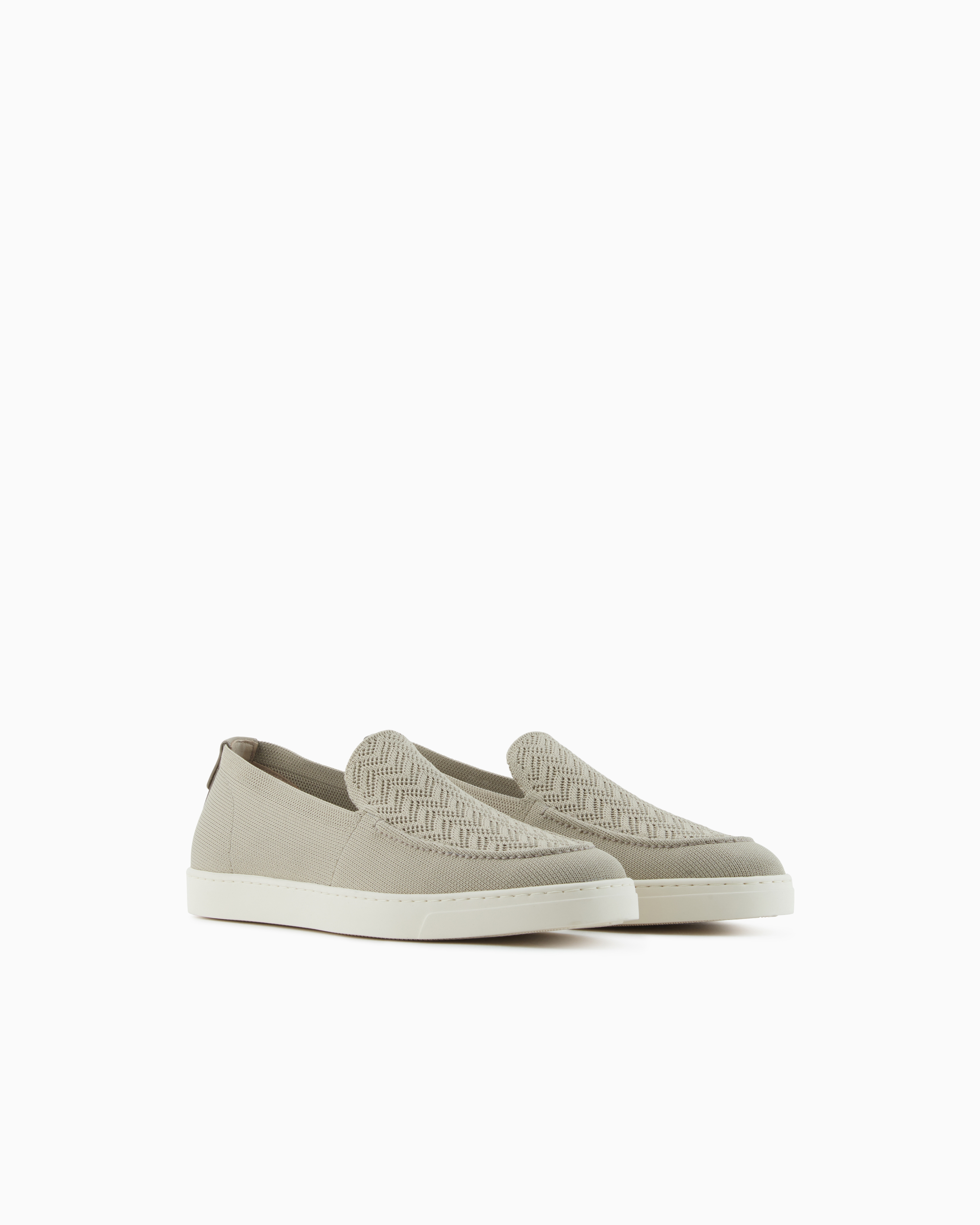 Giorgio Armani Asv Chevron Jacquard Slip-ons In Beige