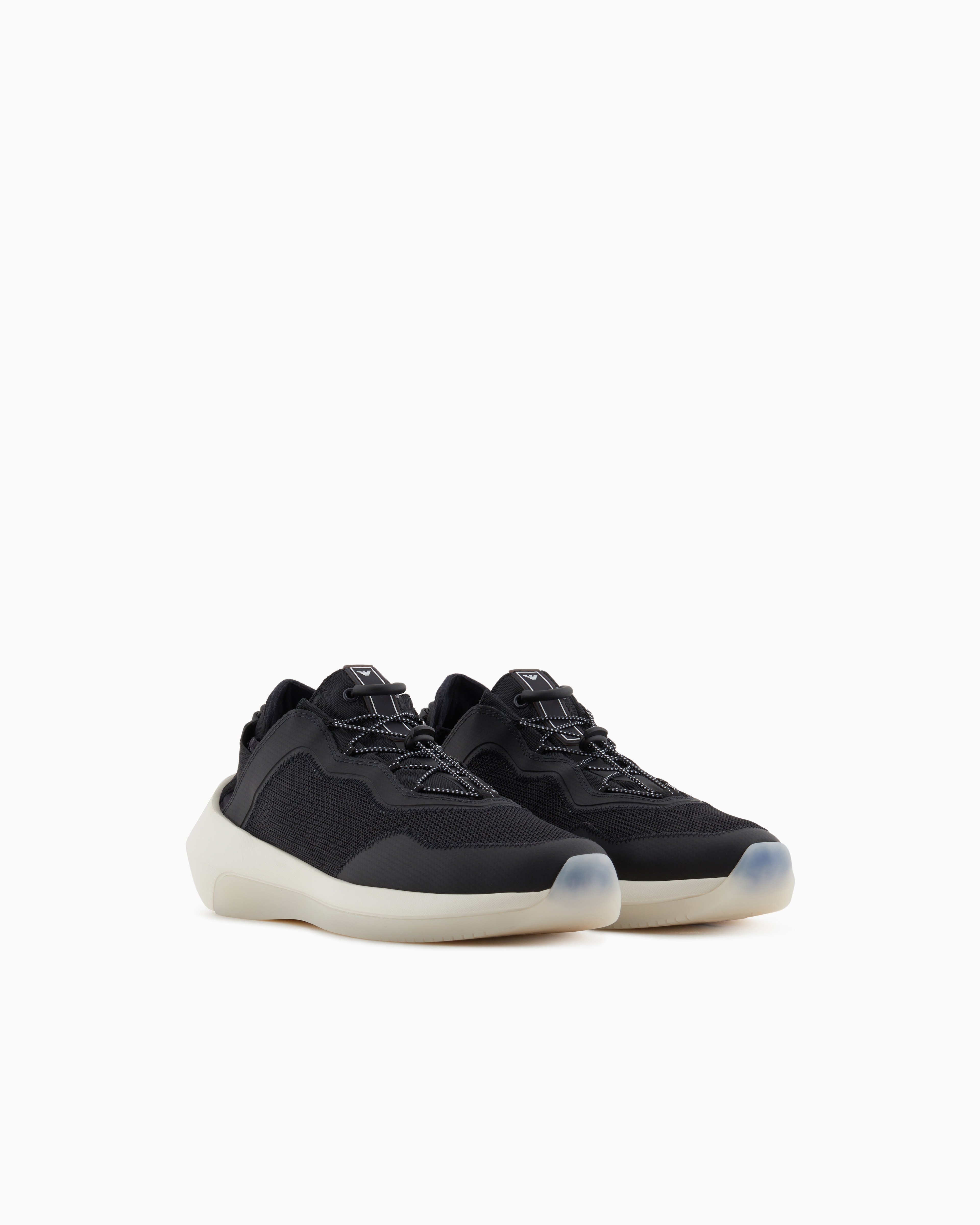 Emporio Armani Capsule Mesh Sneakers In Blue