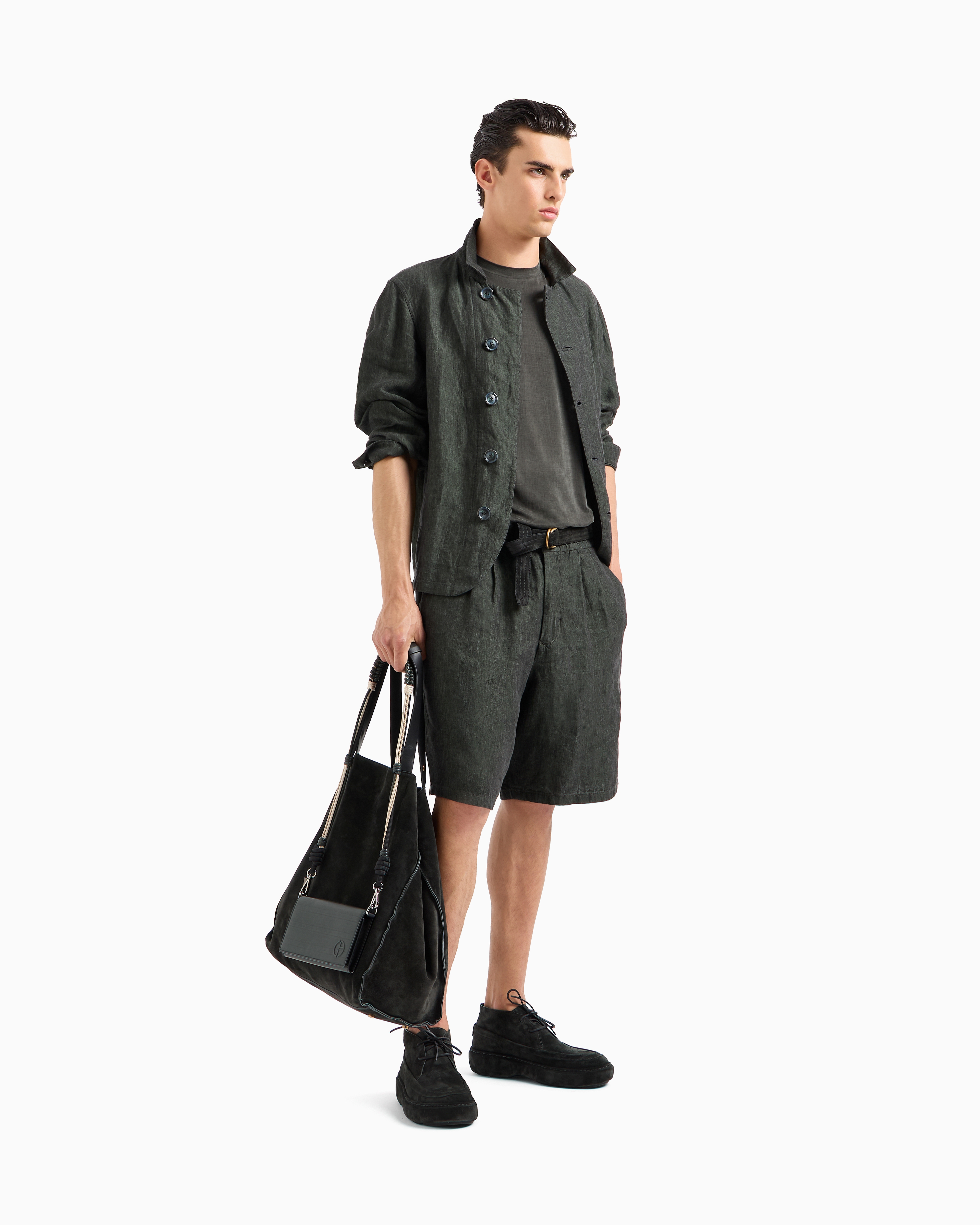 Giorgio Armani Logo-embroidered T-shirt In Green