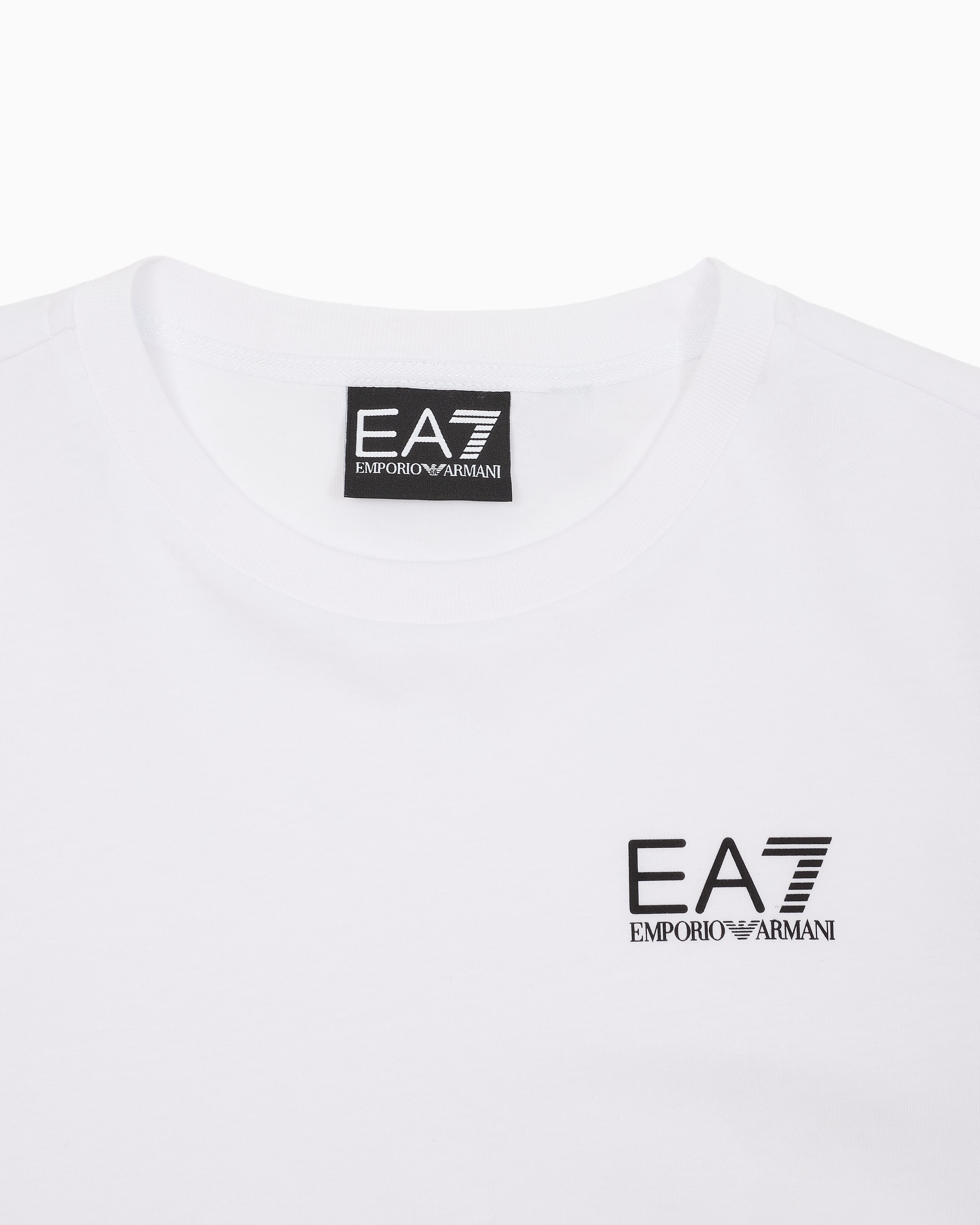 Ea7 Core Identity Boy Cotton Crew-neck T-shirt In White
