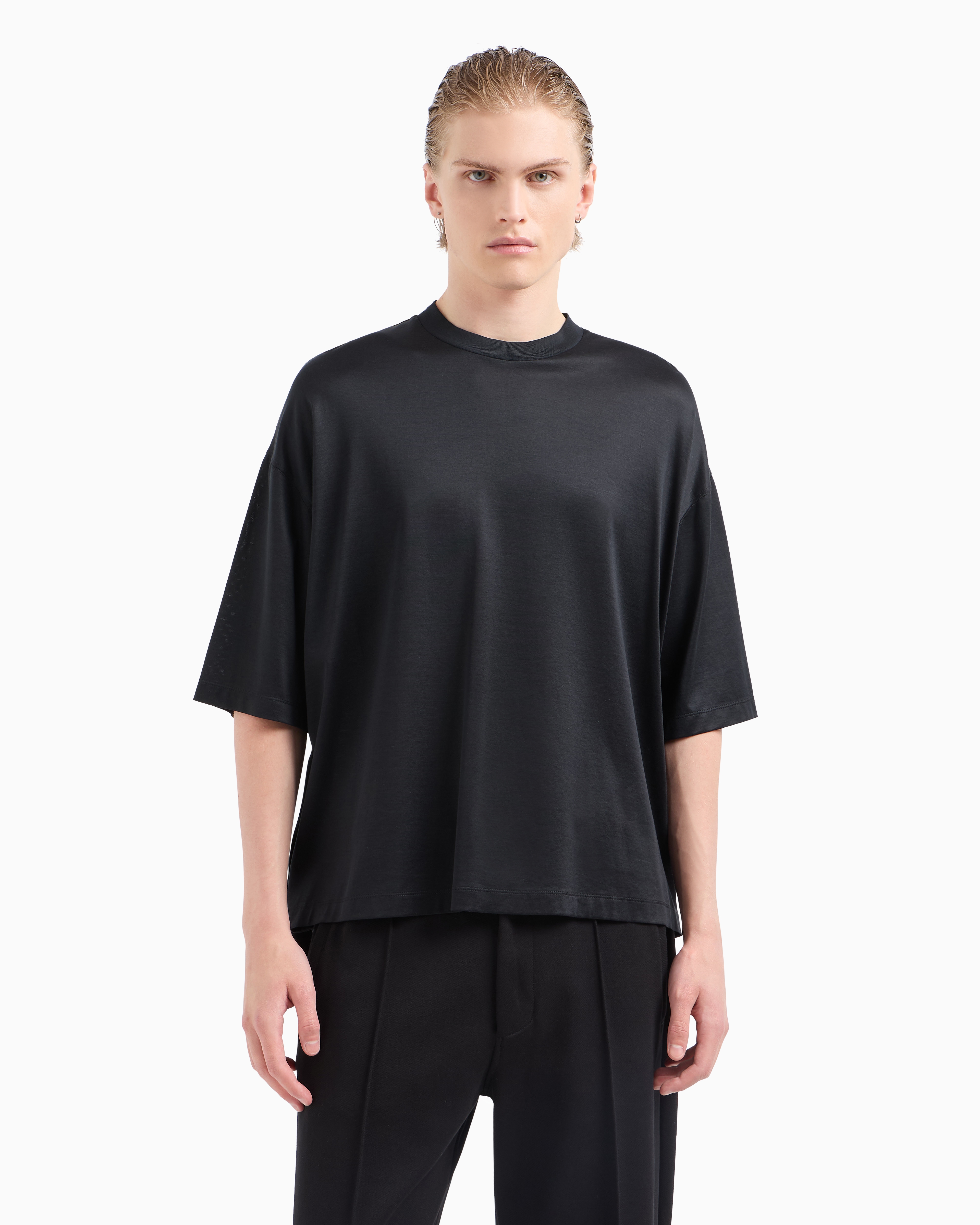 EMPORIO ARMANI ASV LYOCELL-BLEND JERSEY OVERSIZED T-SHIRT WITH MICRO TAG