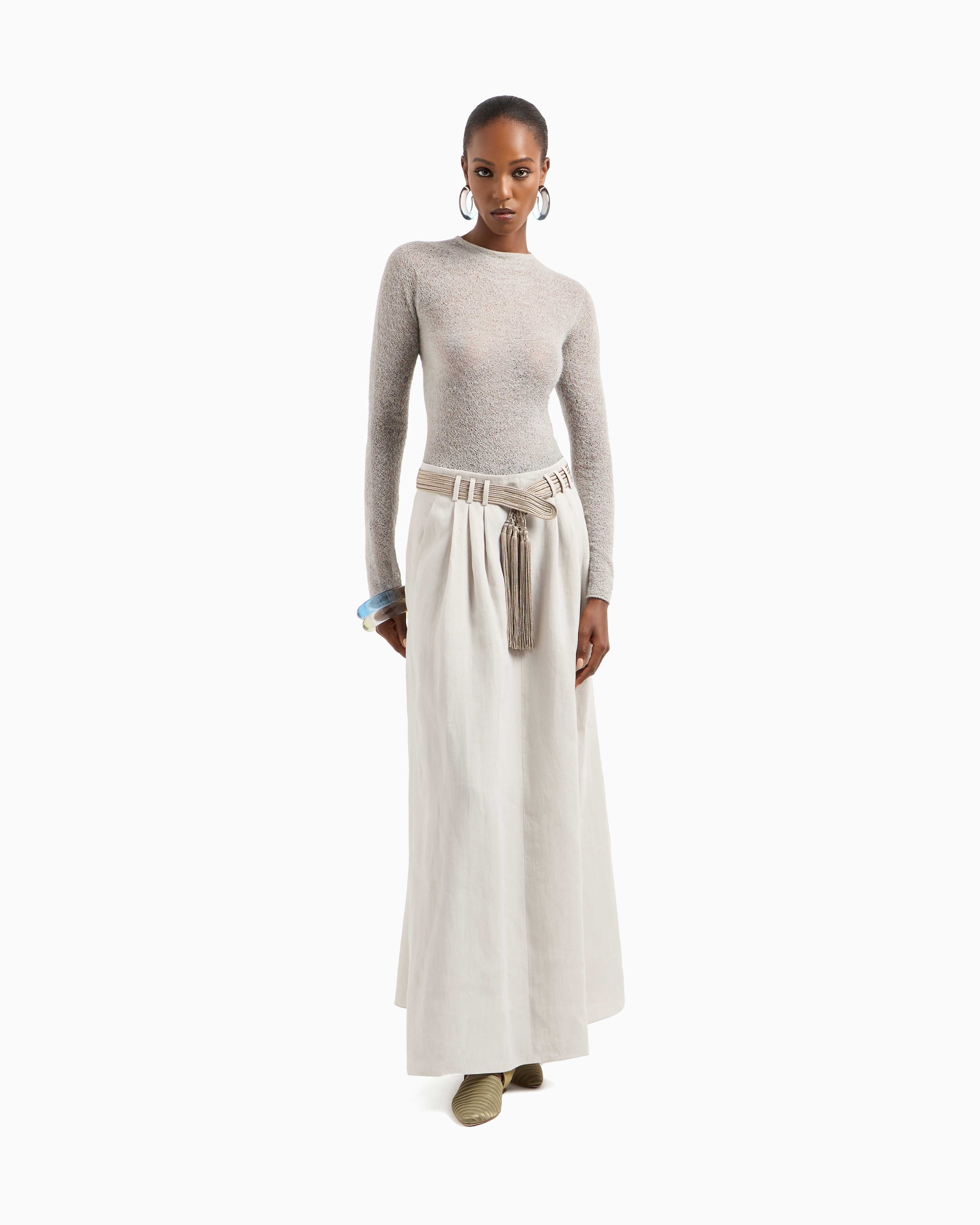 Giorgio Armani Cashmere And Mohair Wool Crew-neck Jumper In Grey