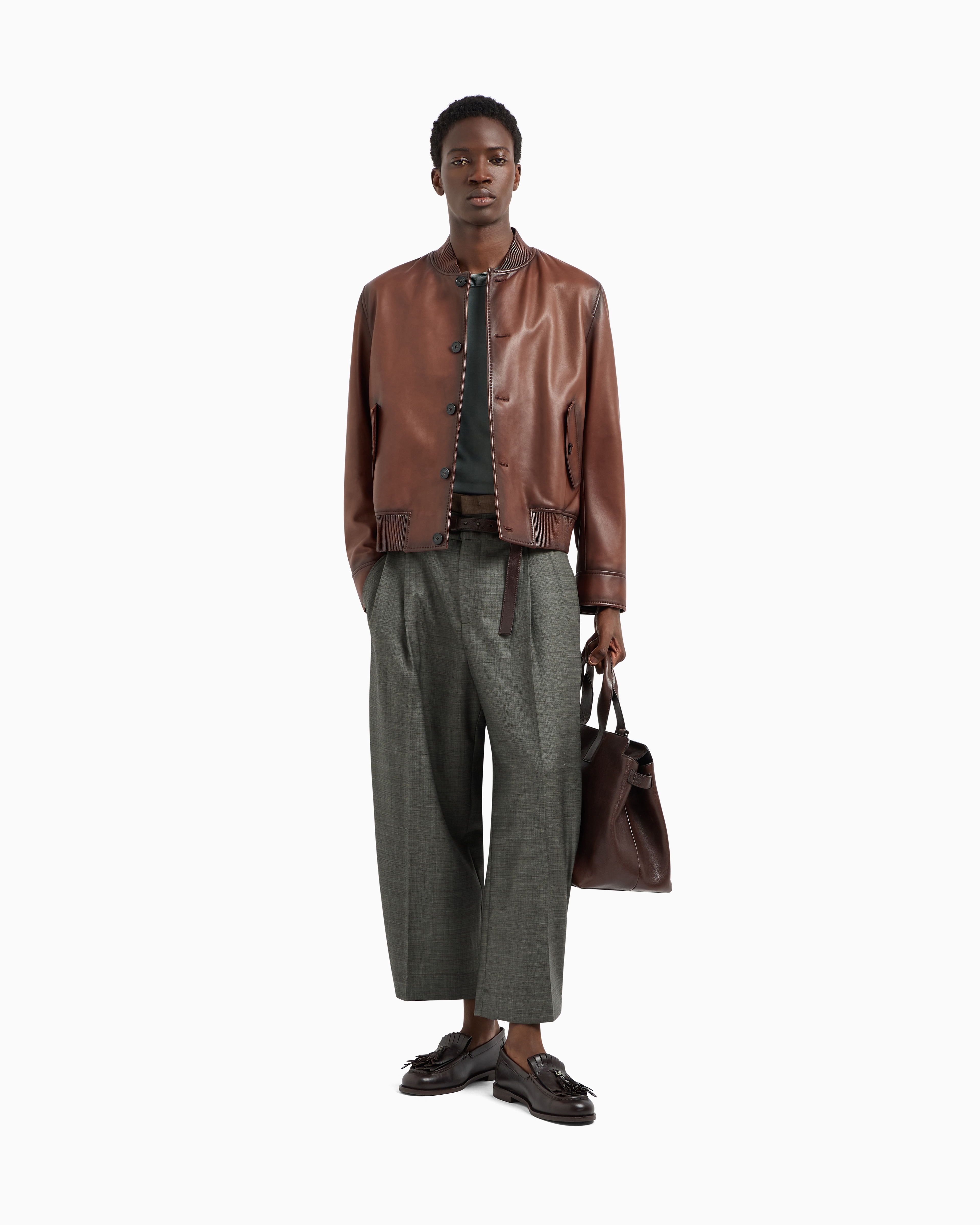 Emporio Armani Asv Lyocell-blend Plain-knit Jumper In Green