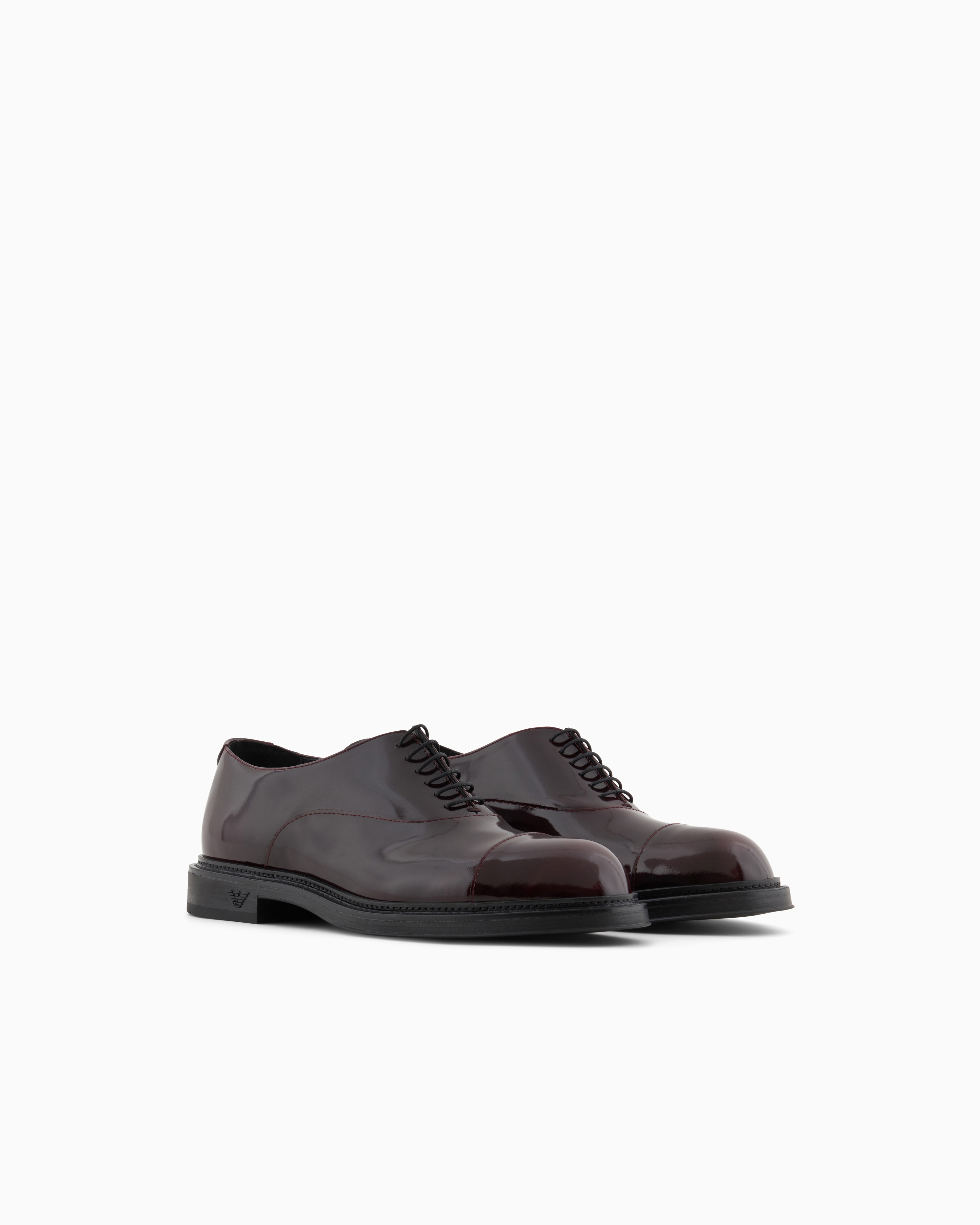 Emporio Armani Patent-leather Oxfords In Burgundy