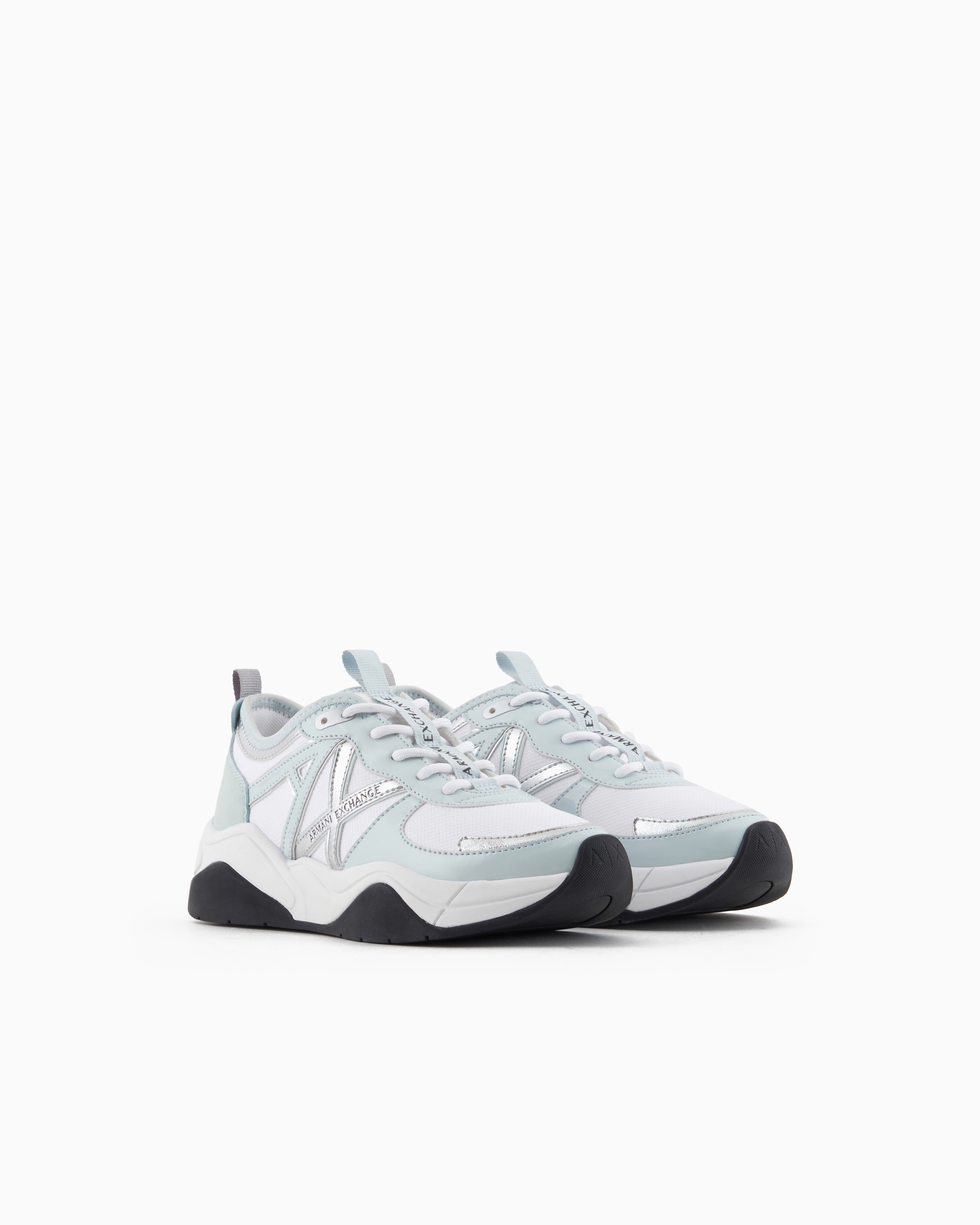 Armani Exchange Chunky Sneakers With Logo In Light Blue