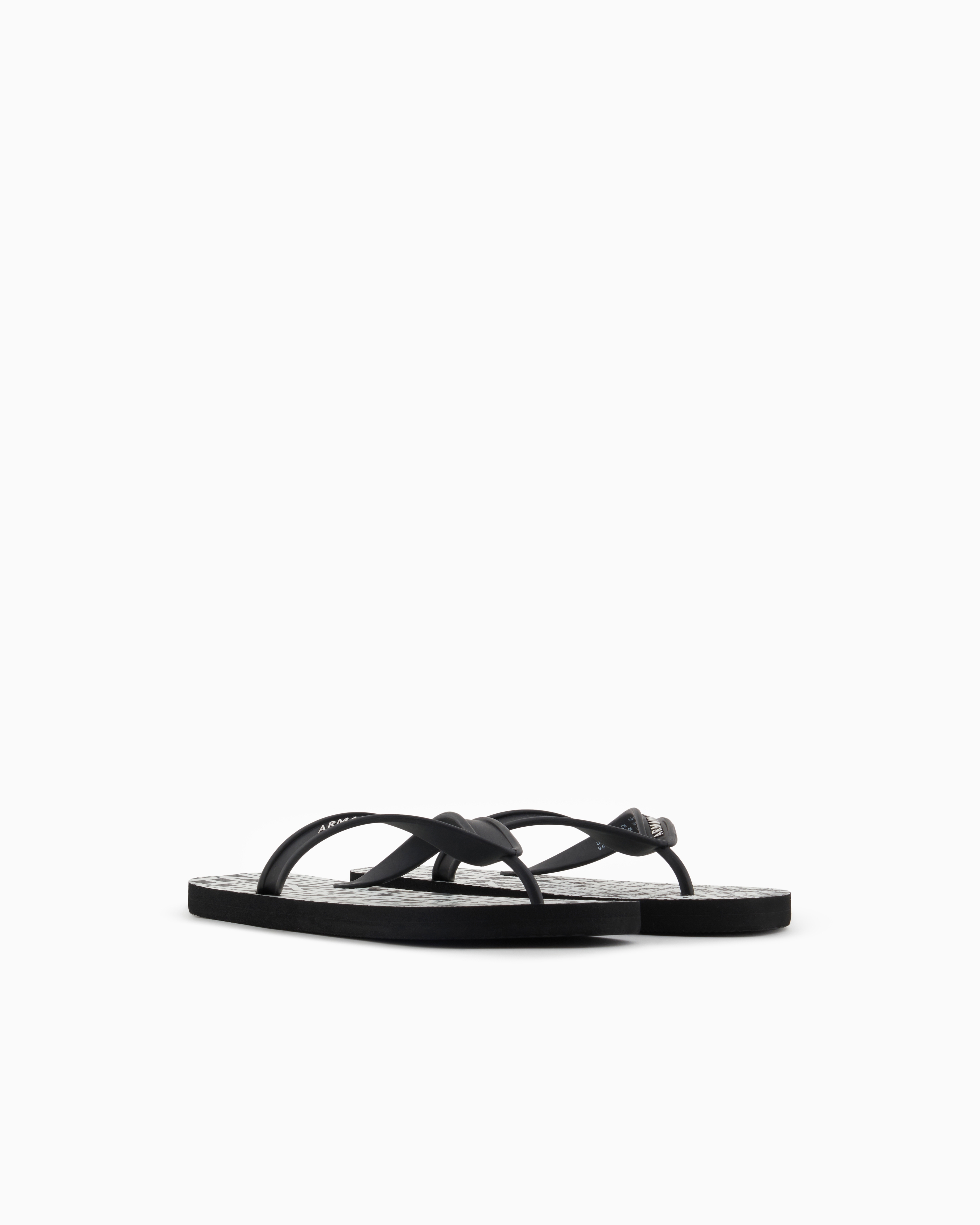 Armani Exchange Rubber Flip Flops With Logo Writing In Black