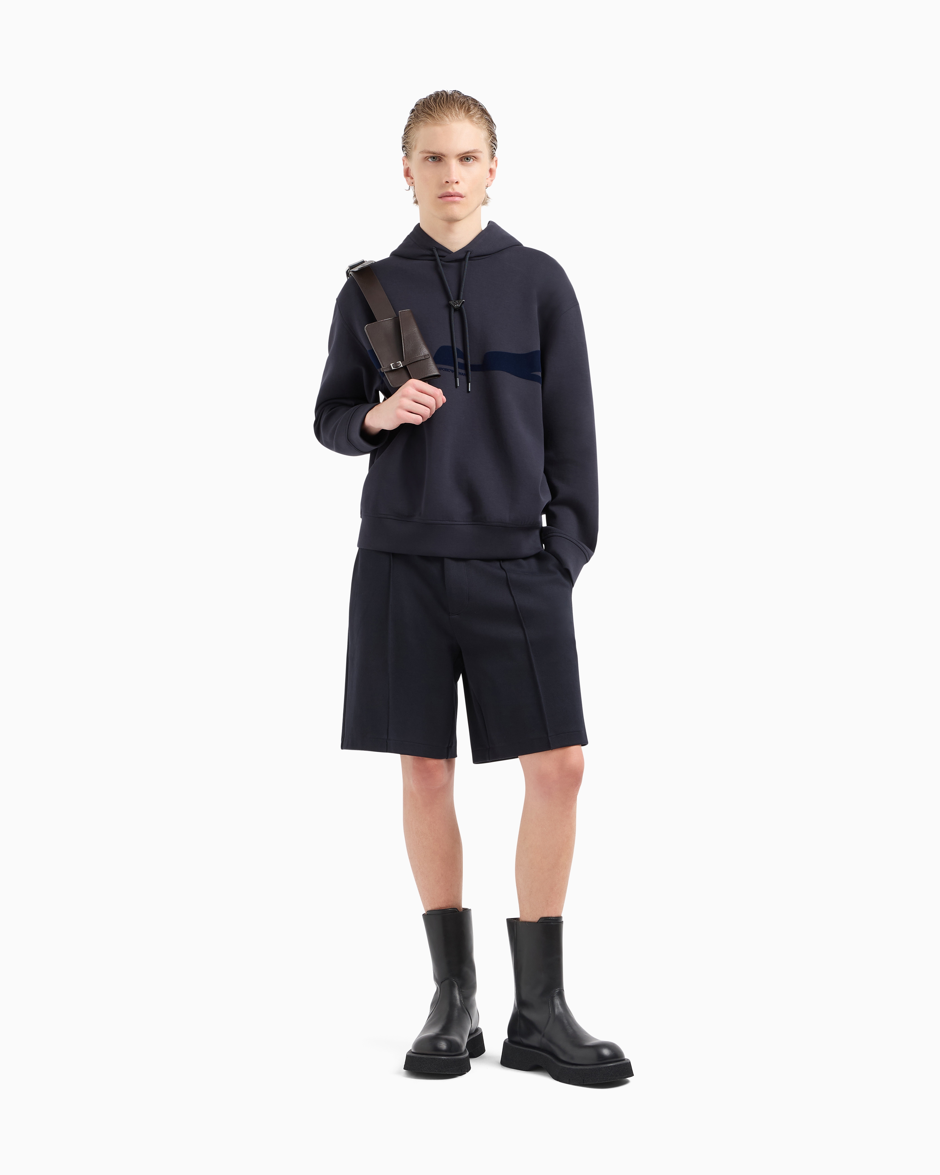 Emporio Armani Hoodies In Navy Blue