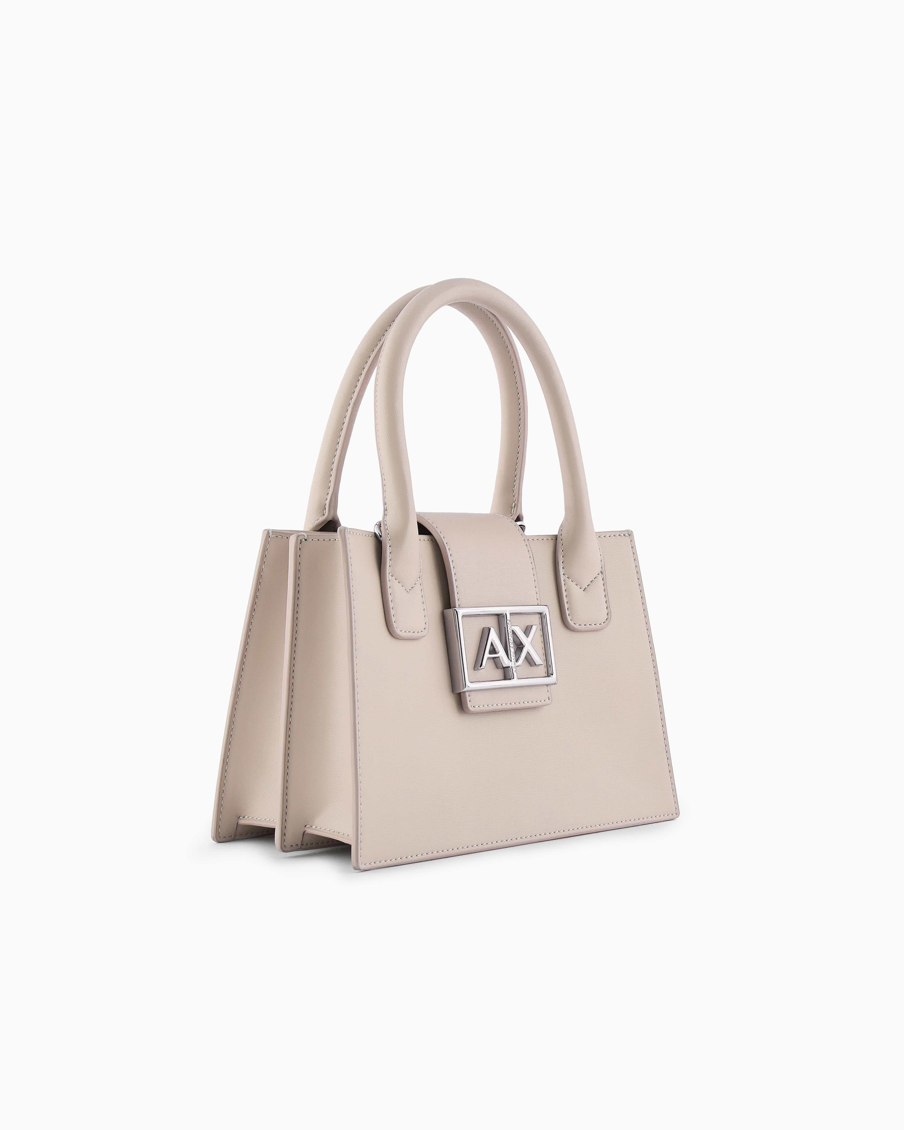 Armani Exchange Asv Small Trapeze Handbag In Beige