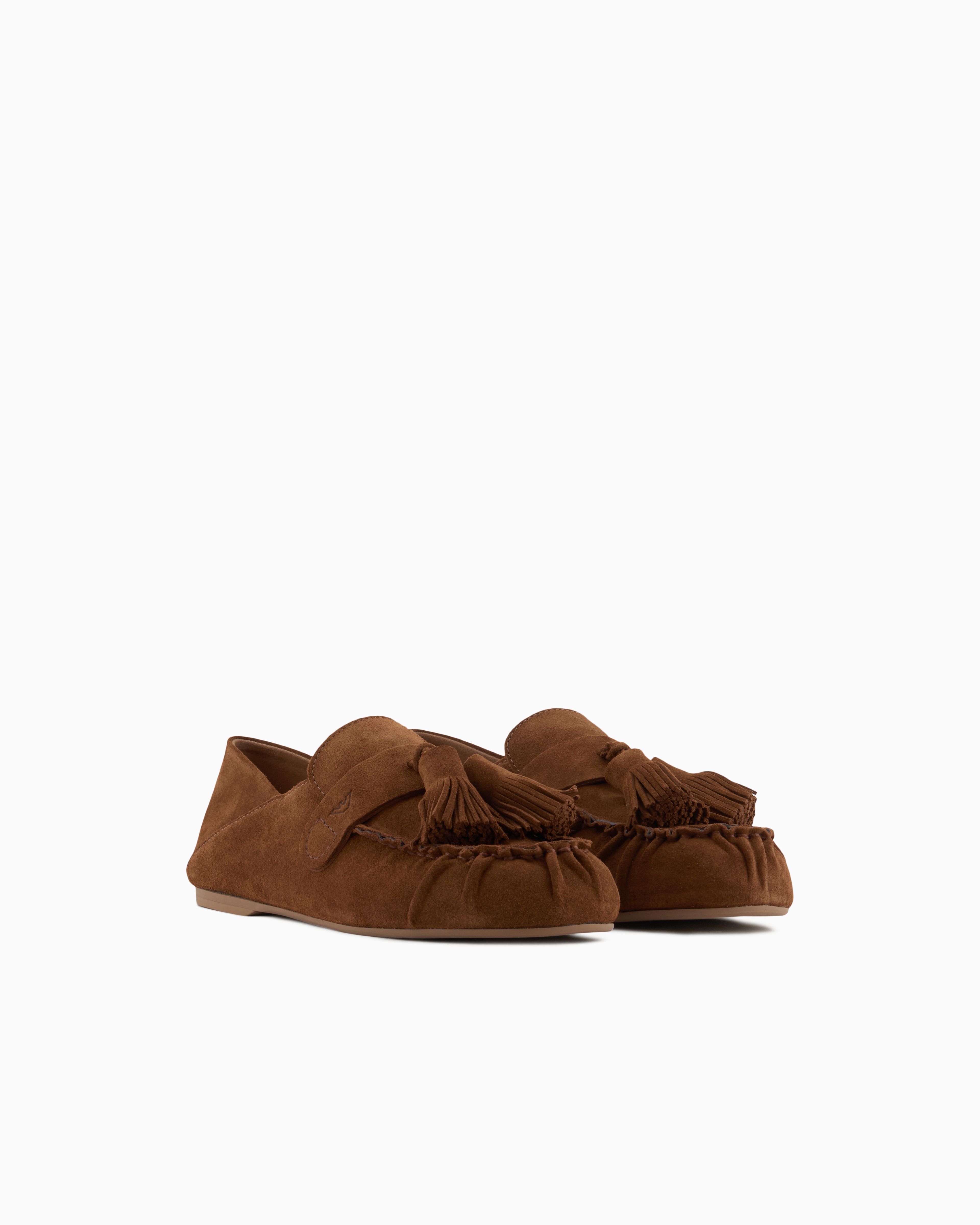 Emporio Armani Veloursleder-mokassins Mit Quasten In Braun