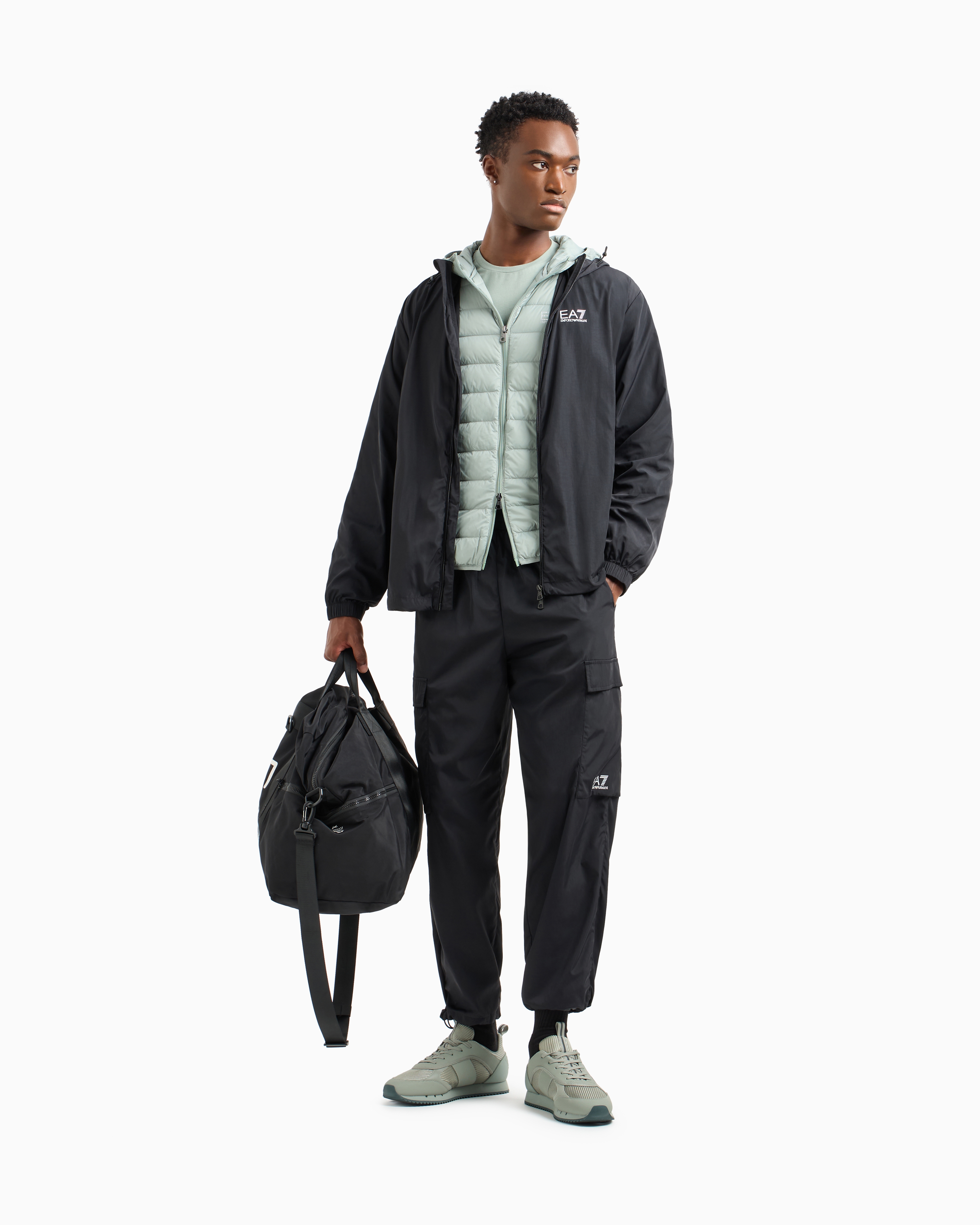 Ea7 Core Identity Packable Down Jacket With Hood In Green