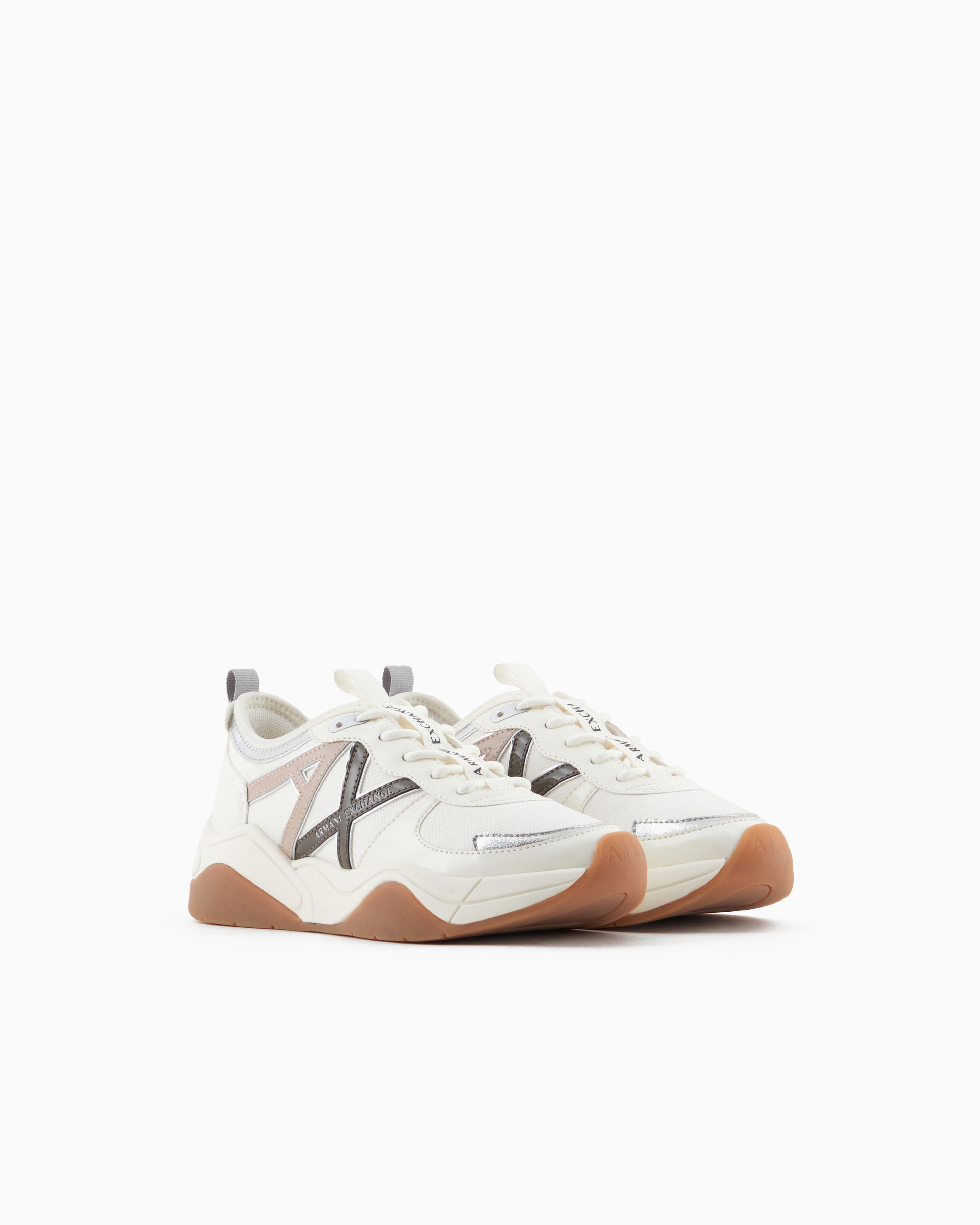 Armani Exchange Chunky Sneakers With Logo In Beige