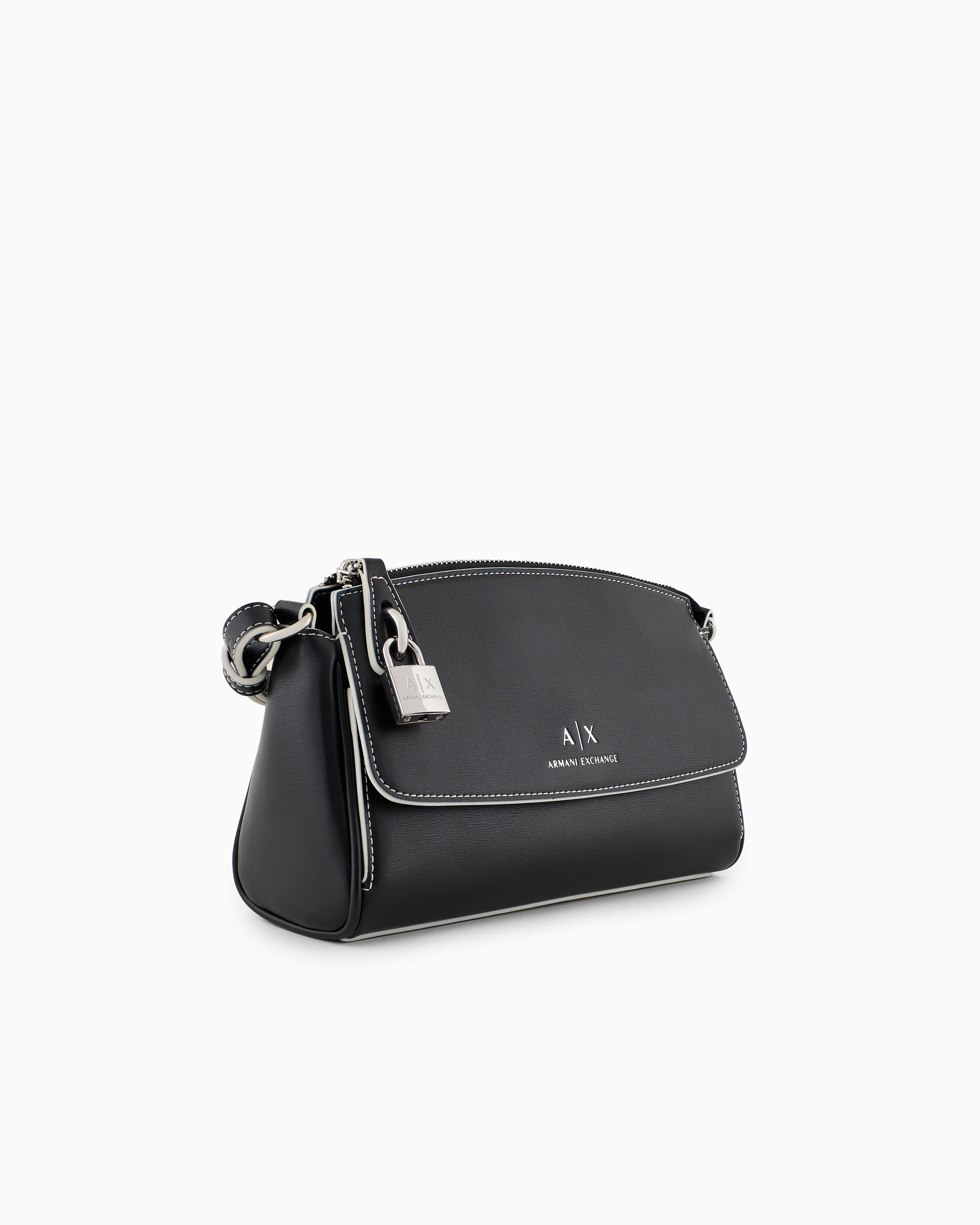 Armani Exchange Asv Lock Shoulder Bag In Black