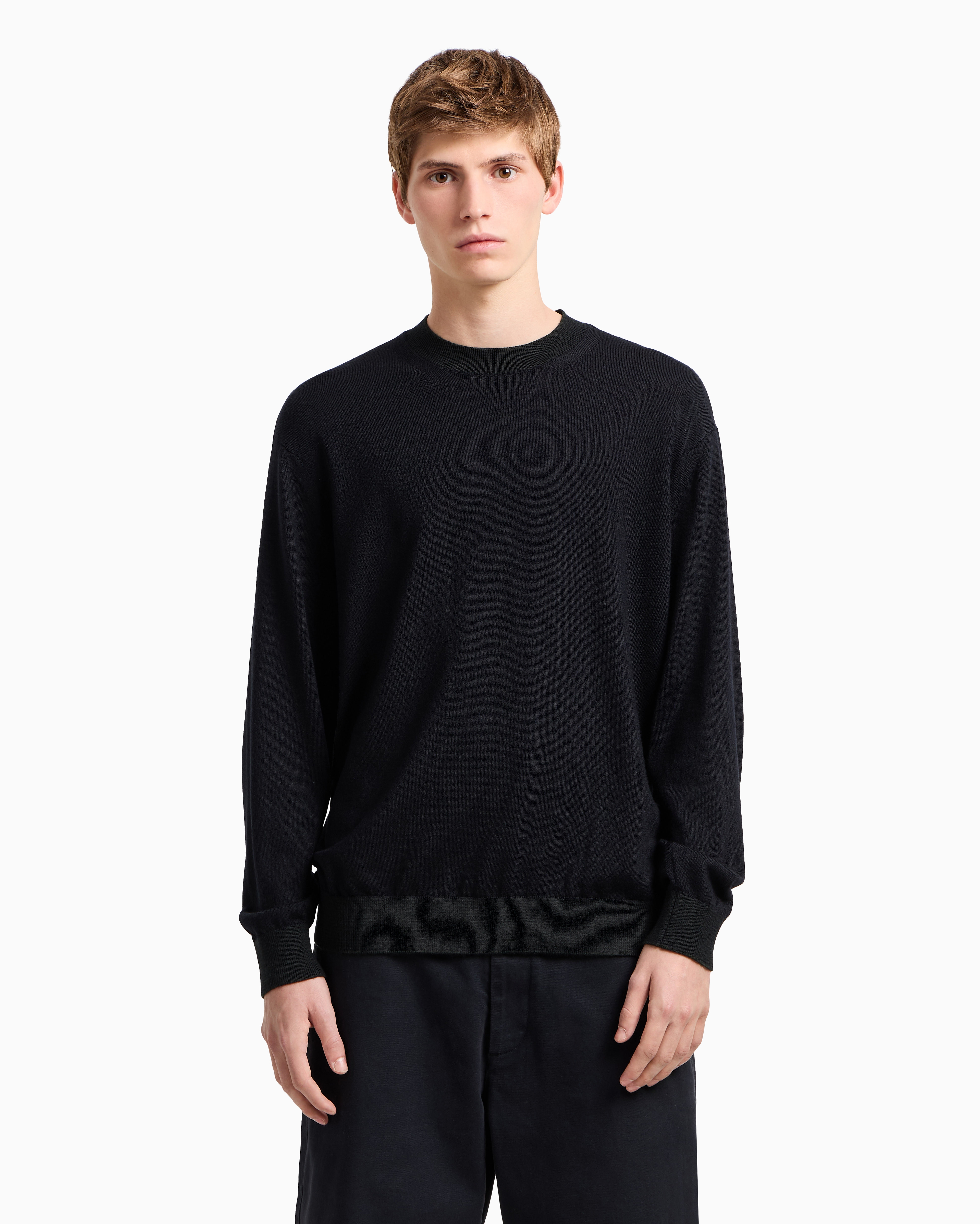 Armani Exchange Wool Blend Turtleneck Sweater In Navy Blue