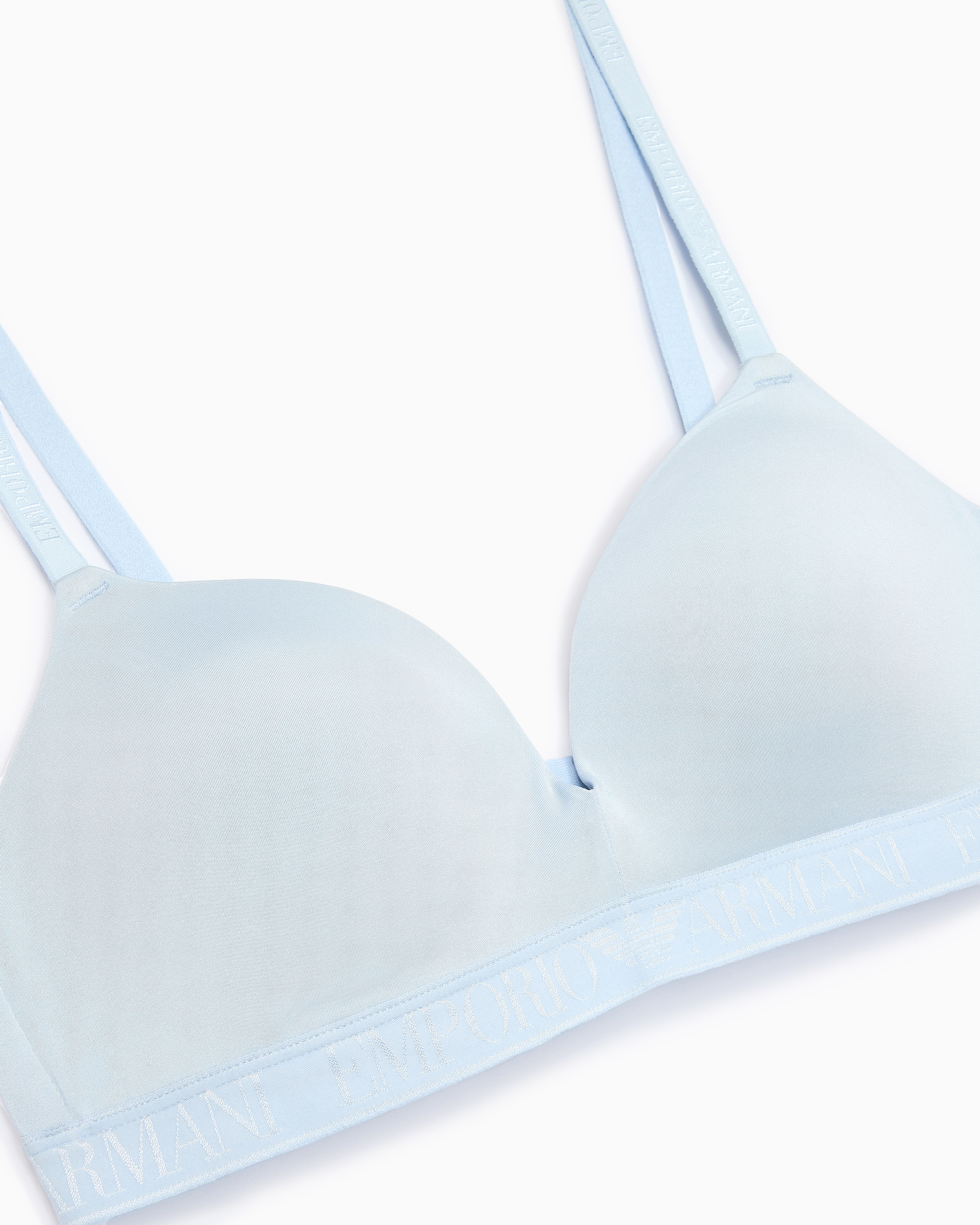 Emporio Armani Asv Iconic Padded Triangle Bra In Recycled Microfibre