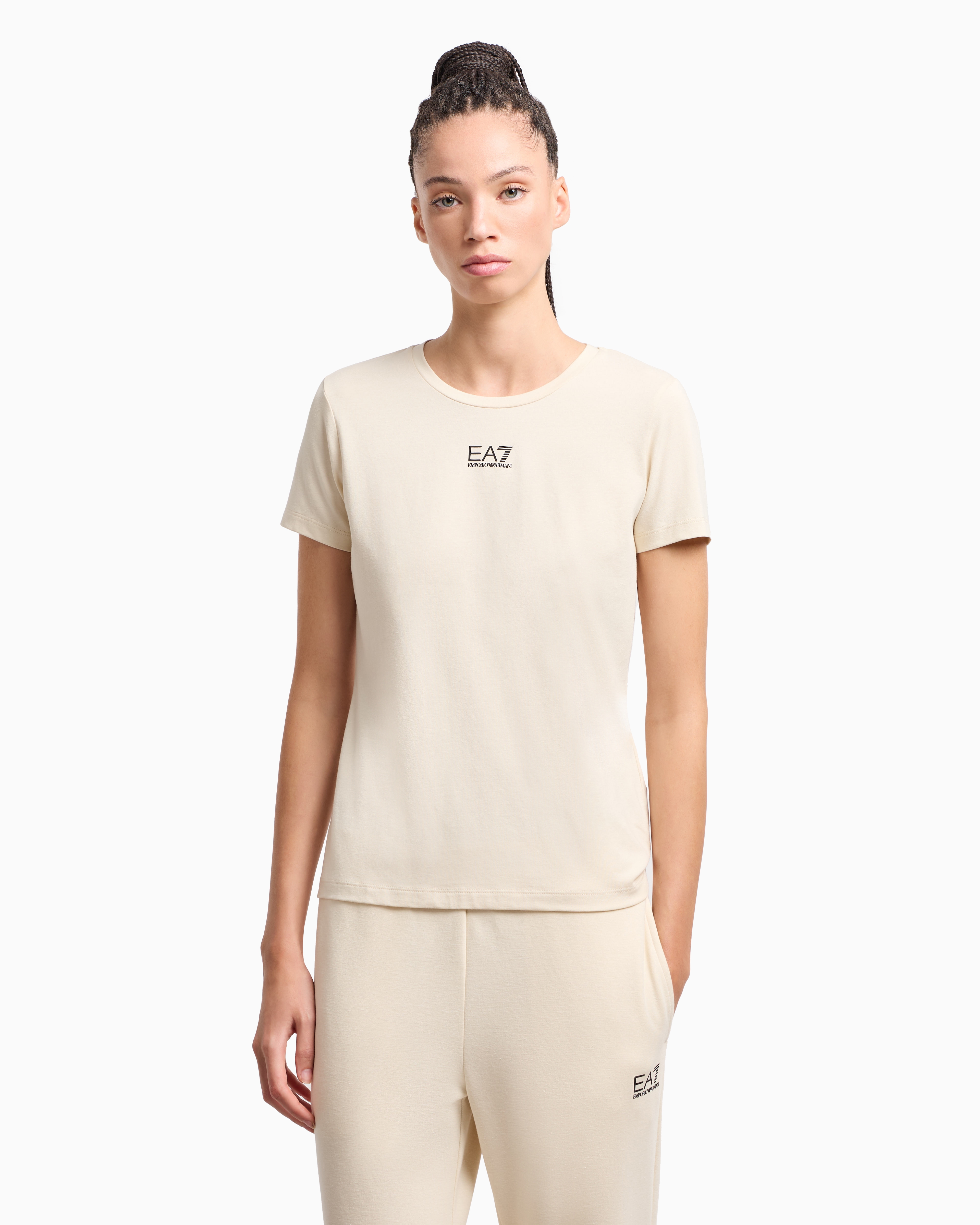 Ea7 Regular Fit T-shirts In Beige