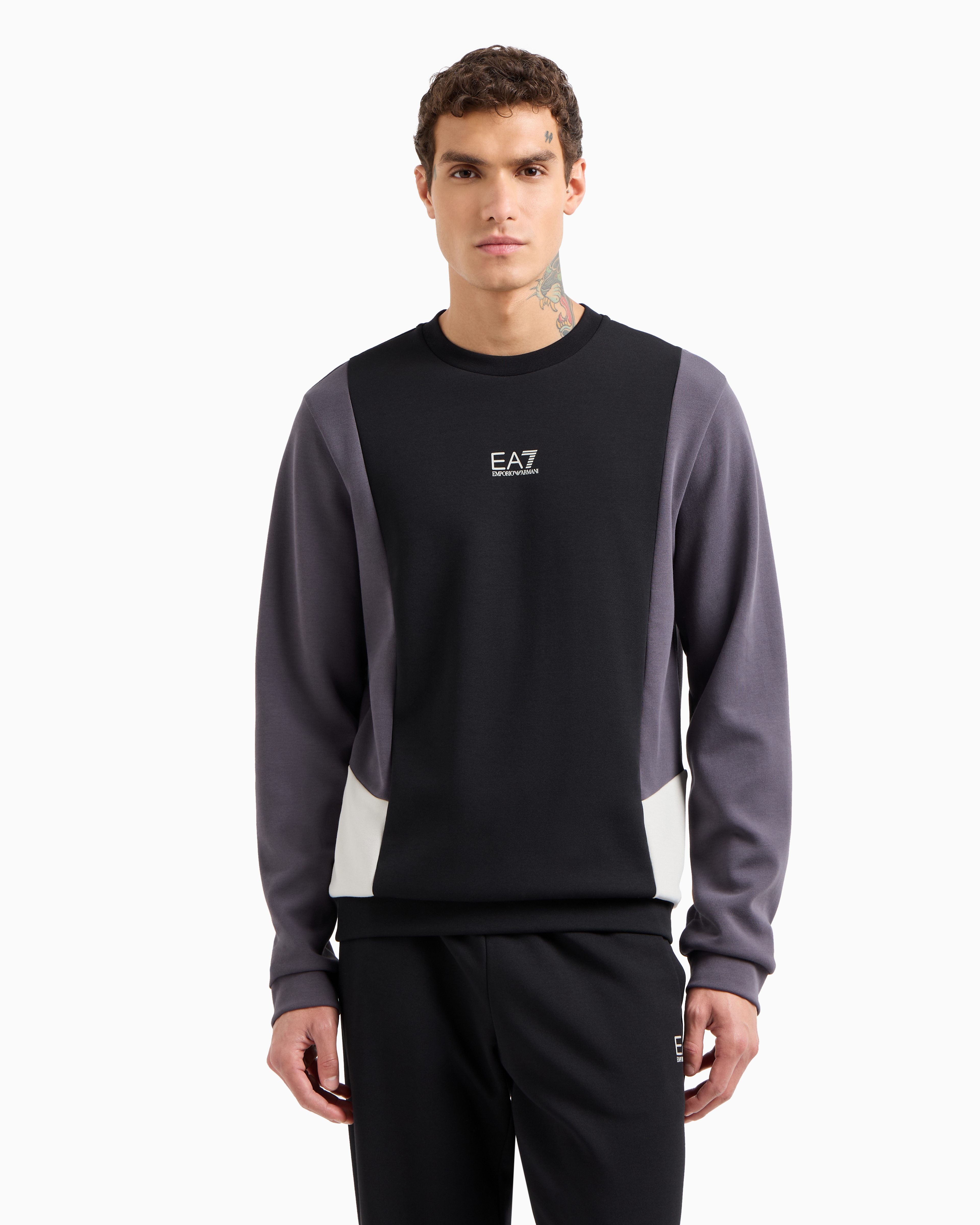 Ea7 Summer Block Cotton-blend Sweatshirt In Black