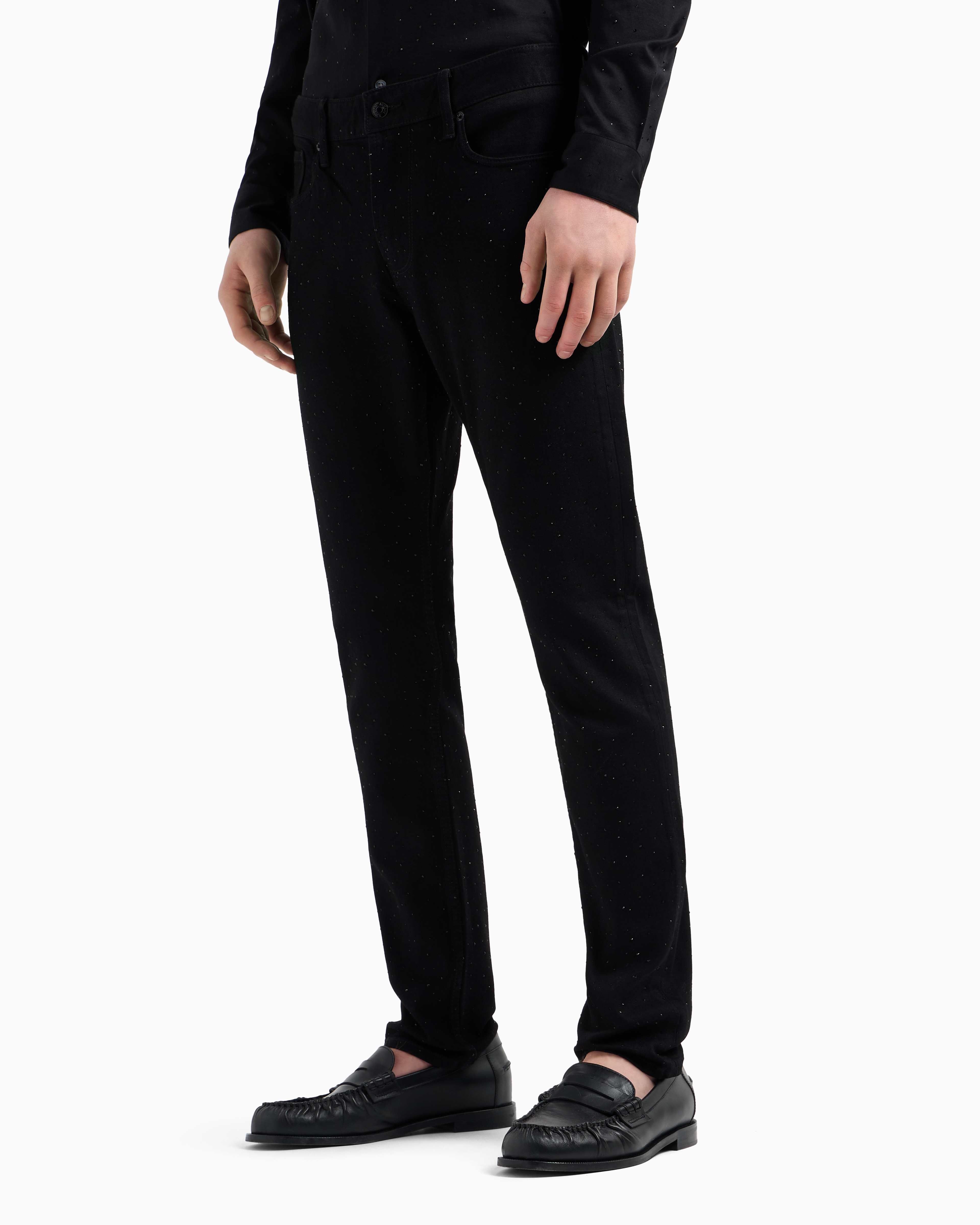 Emporio Armani Slim-cut Denim Jeans In Black