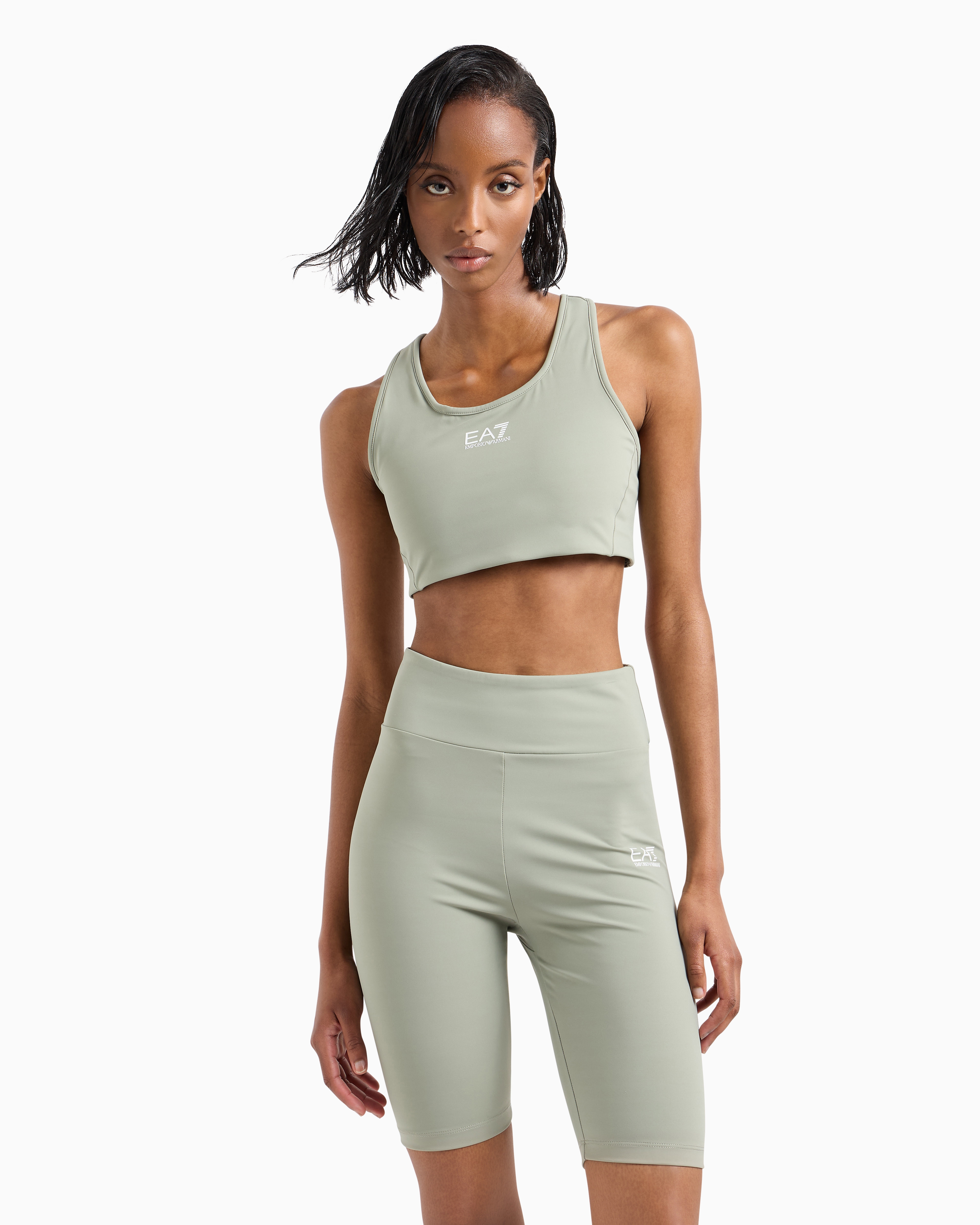 Ea7 Dynamic Athlete Sports Bra In Vigor7 Technical Fabric In Grey