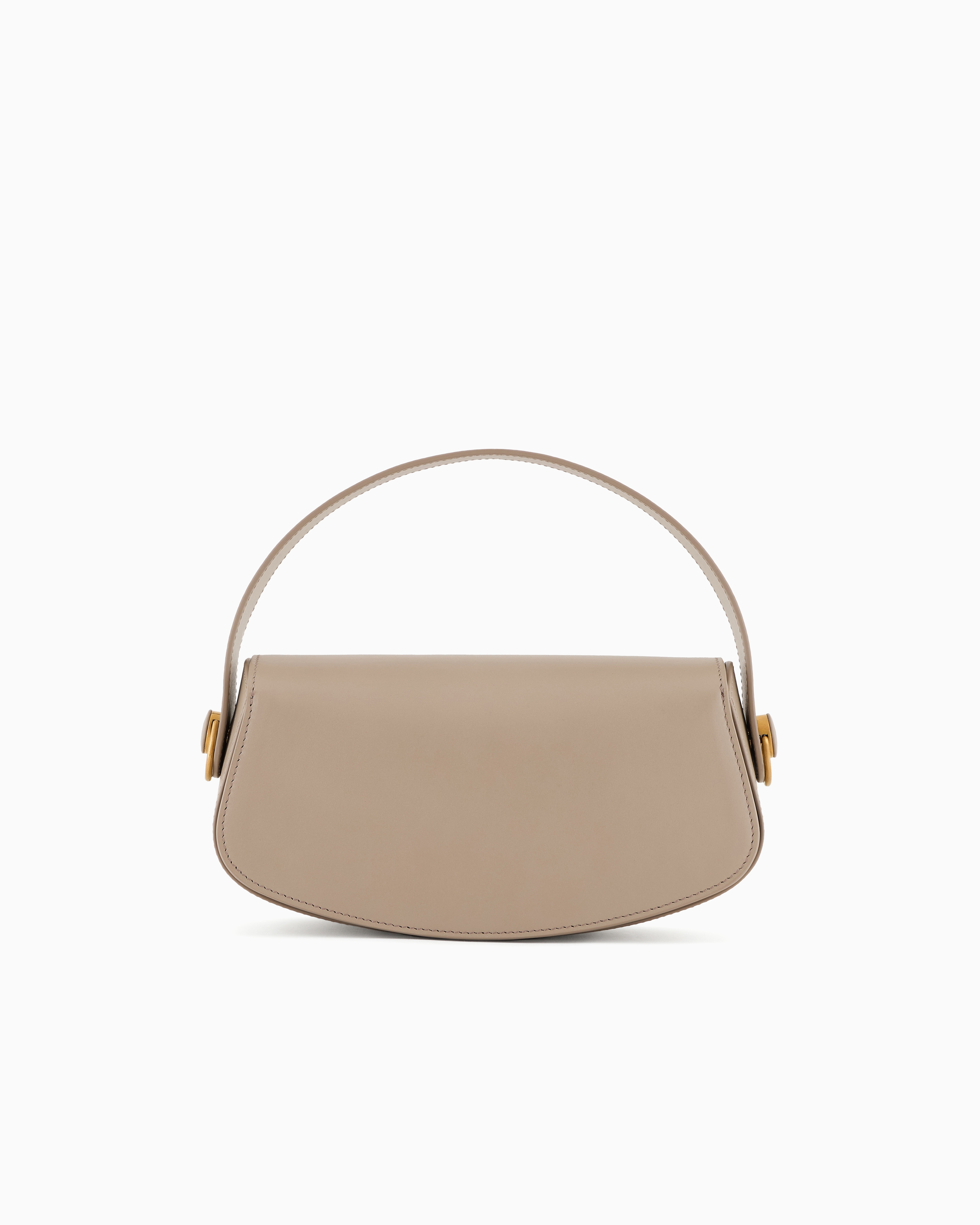 Giorgio Armani Womens  Foiled-branding Leather Top-handle Bag In Beige