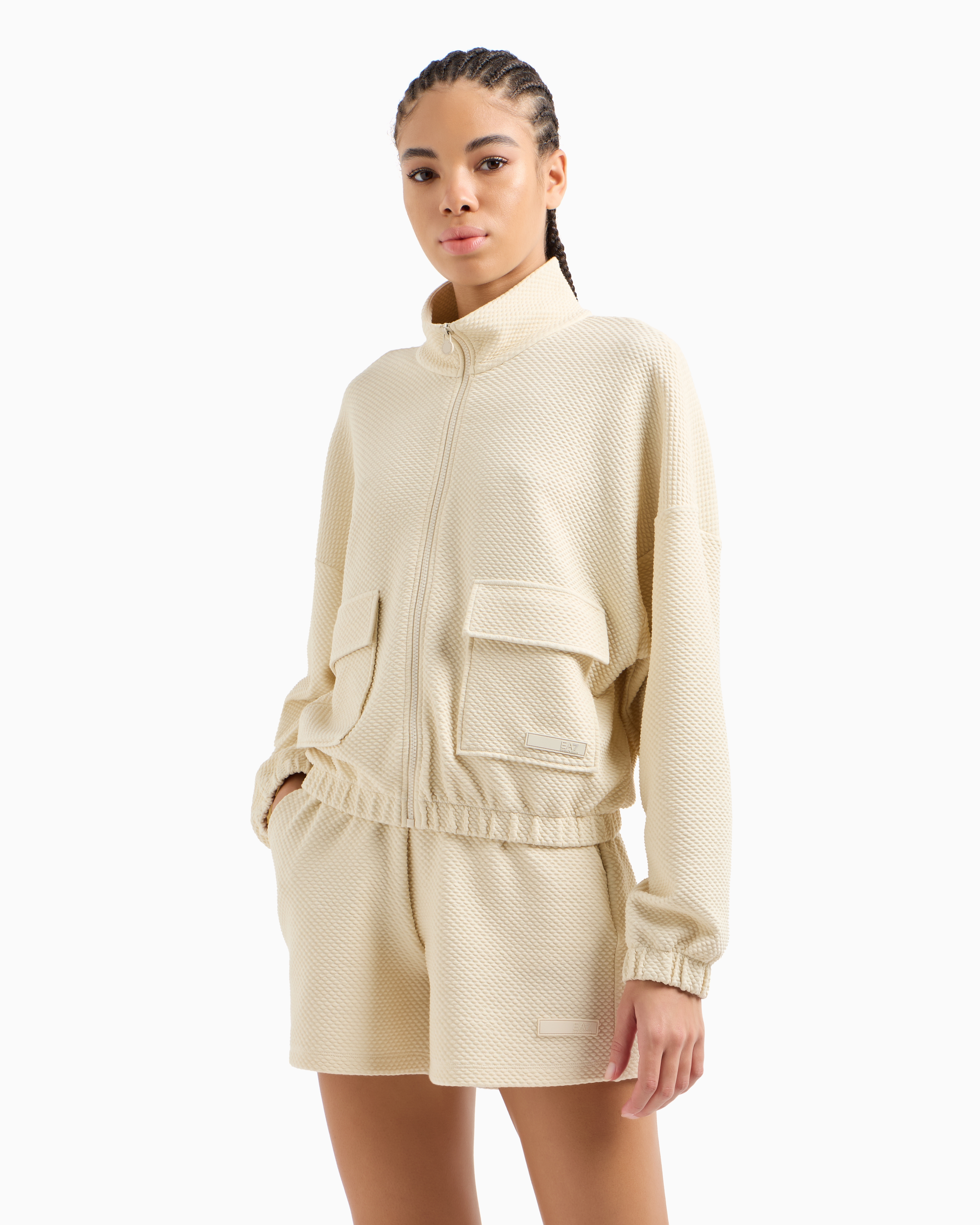 Ea7 Zip-up Sweatshirts In Beige