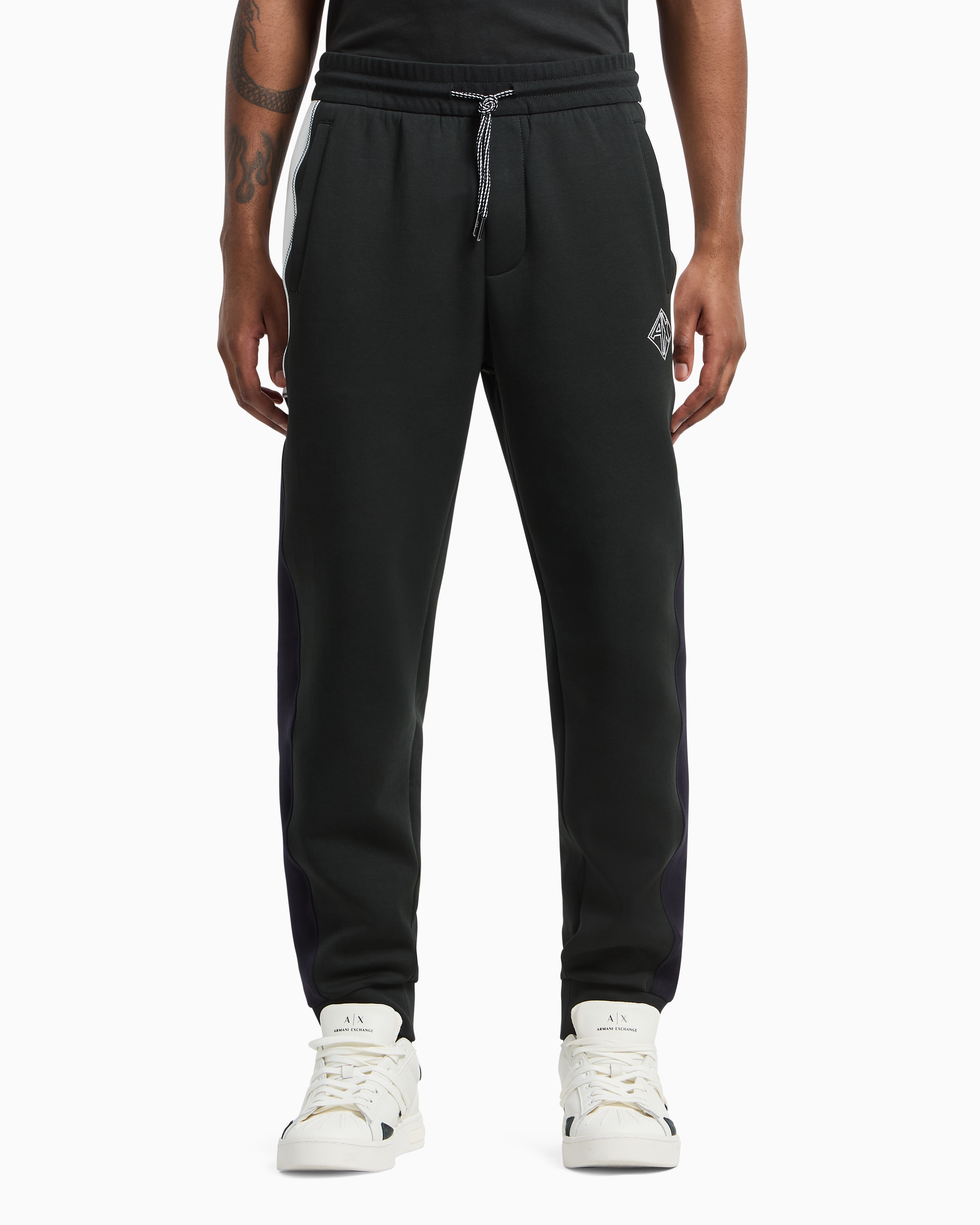 Armani Exchange Jogger Pants In Sweatshirt With Contrasting Inserts In Green