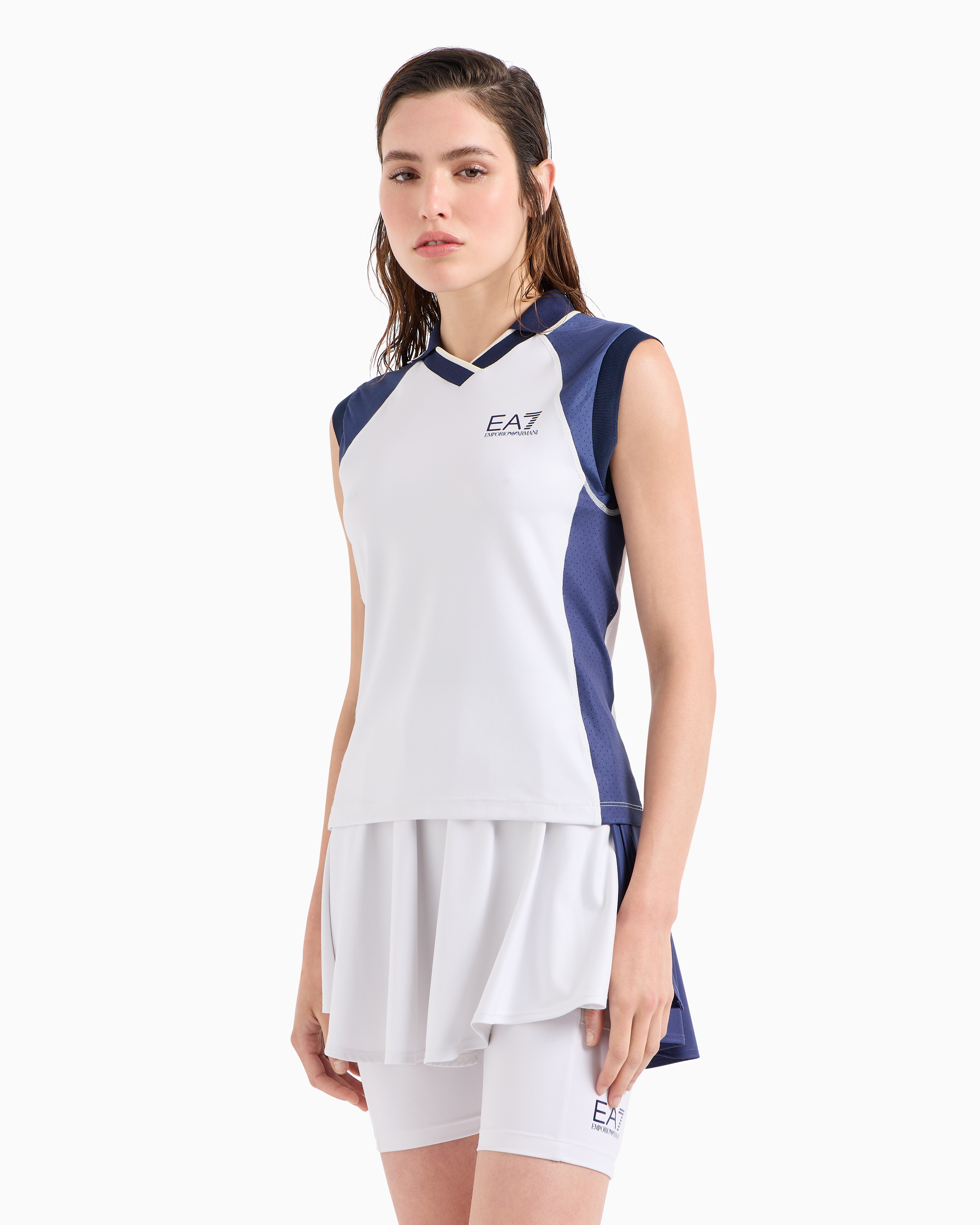 Ea7 Tennis Pro Mini Skirt In Ventus7 Technical Fabric In White