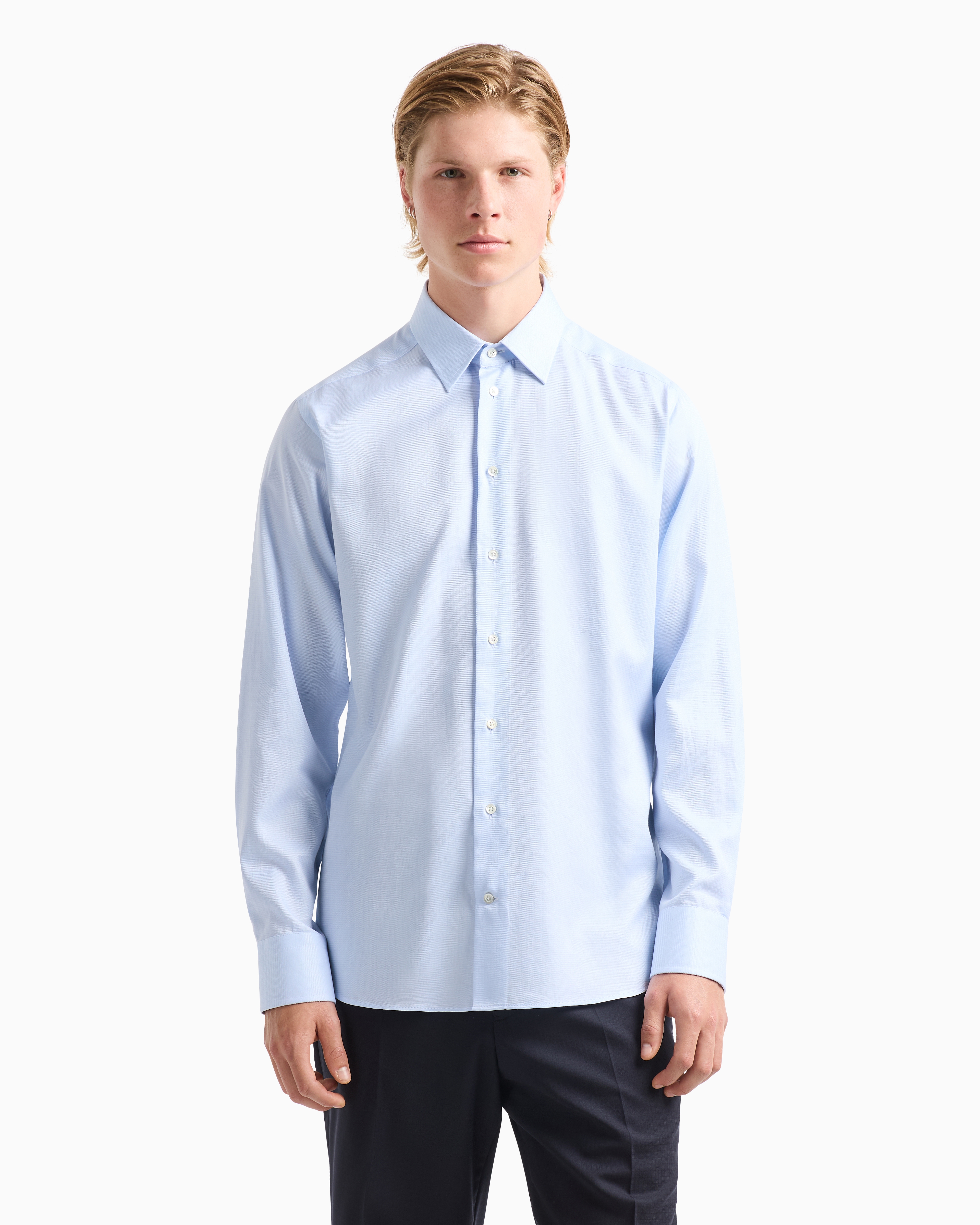 Emporio Armani Classic Shirts In Light_blue