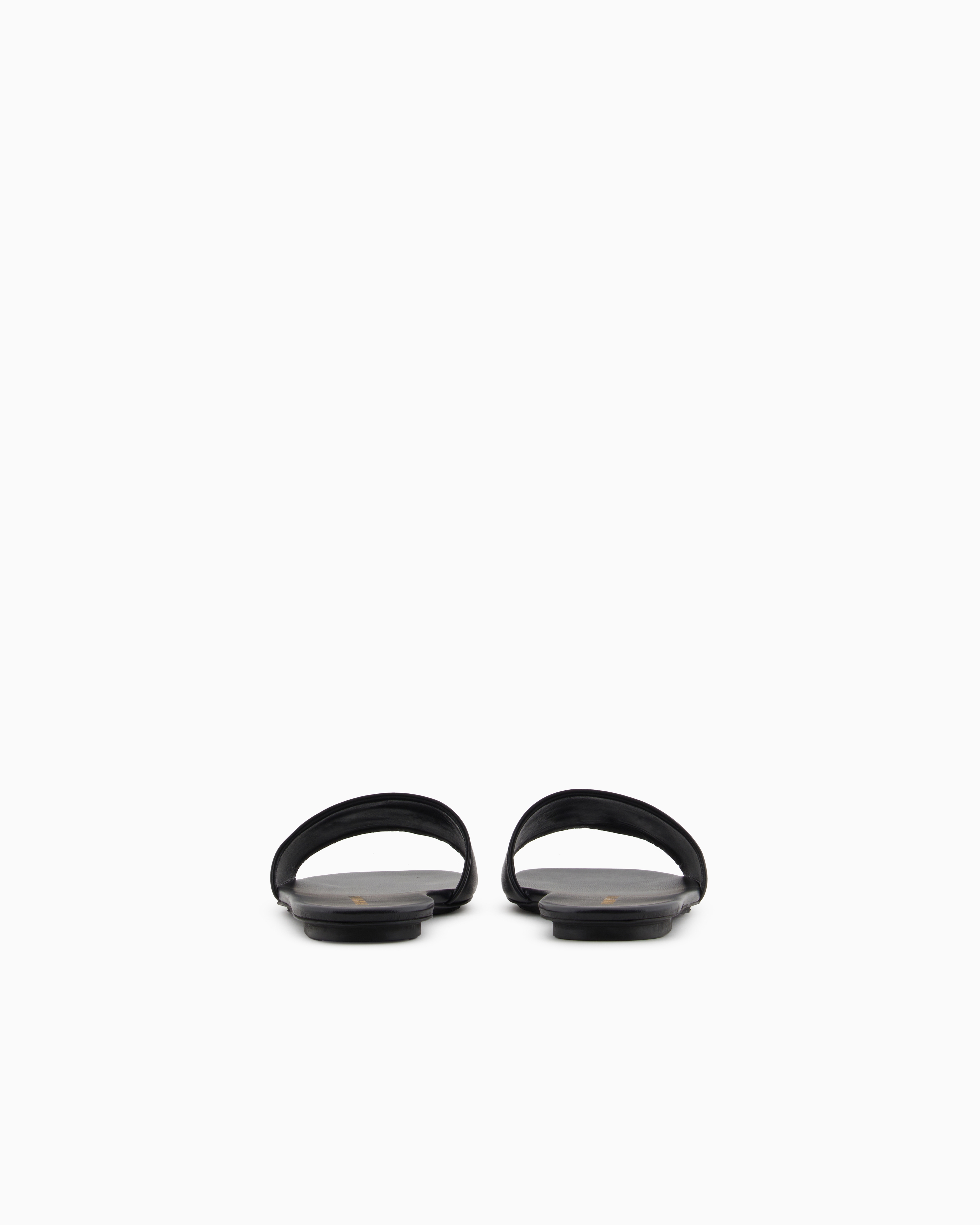 Emporio Armani Nappa-leather Sandals With Eagle Plate In Black