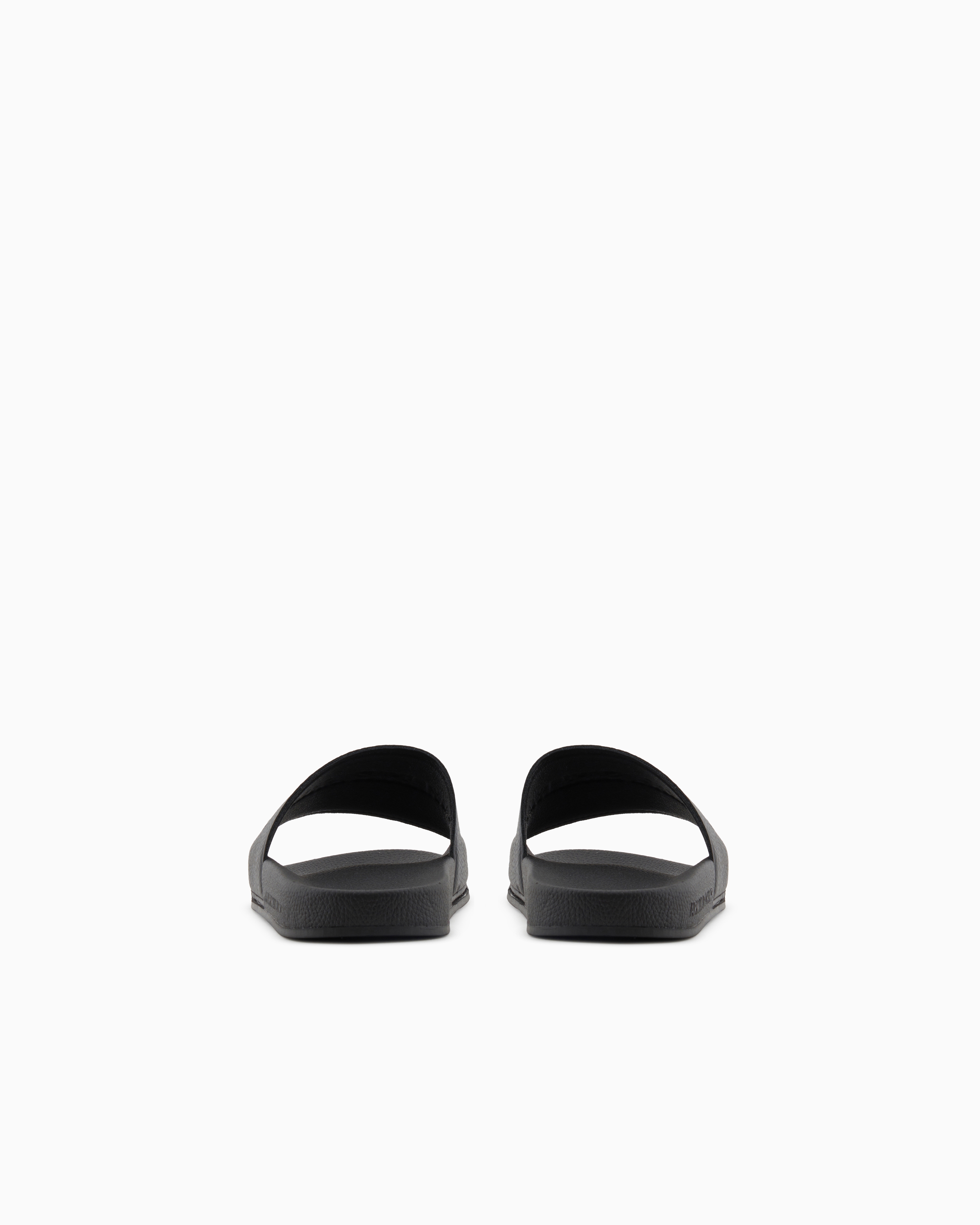 Armani Exchange Mens Tumbled Pu Sliders In Black