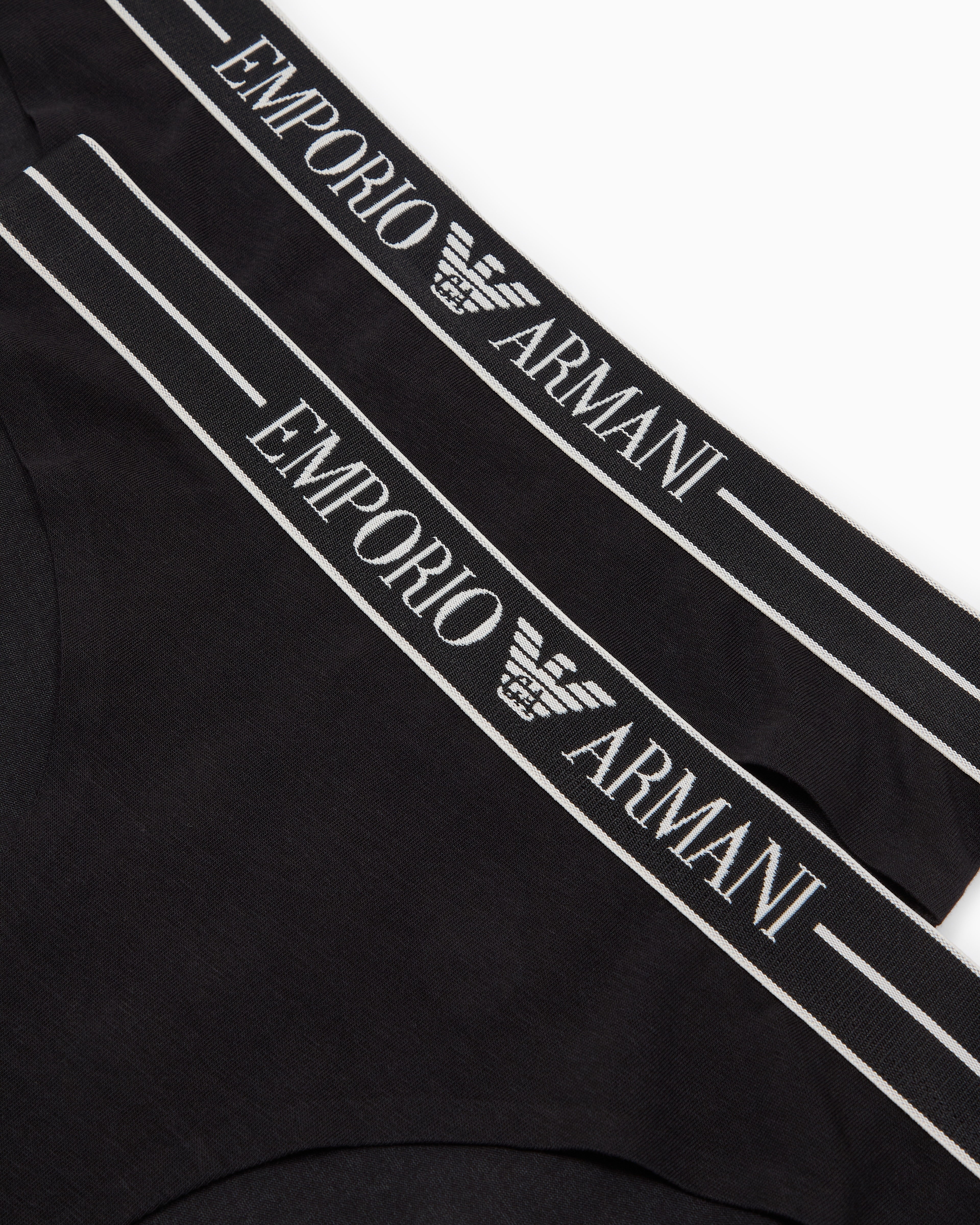 Emporio Armani Two-pack Of Asv Organic-cotton Briefs With Logo Waistband In Black