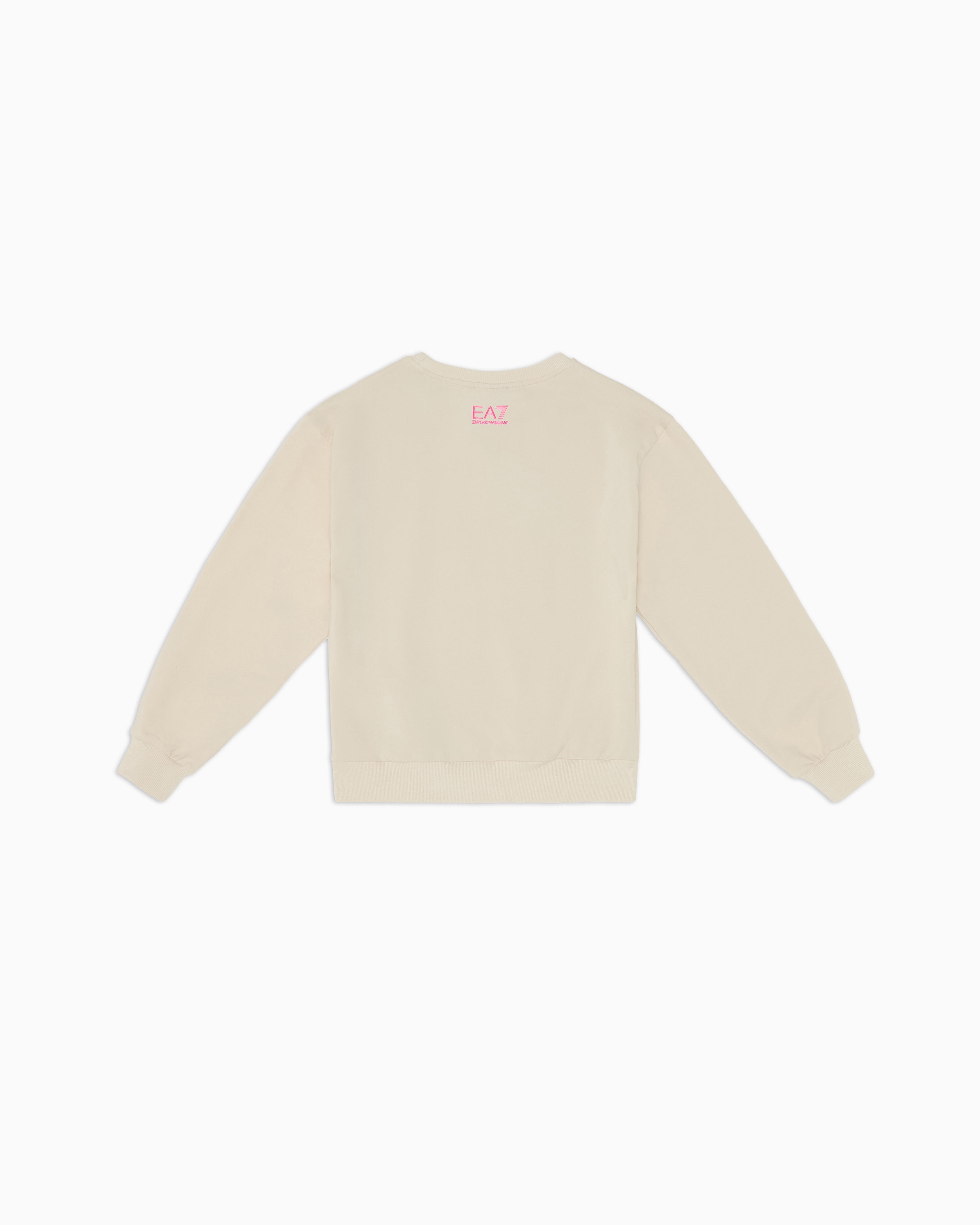 Ea7 Visibility Girl Stretch-cotton Crew-neck Sweatshirt In Beige
