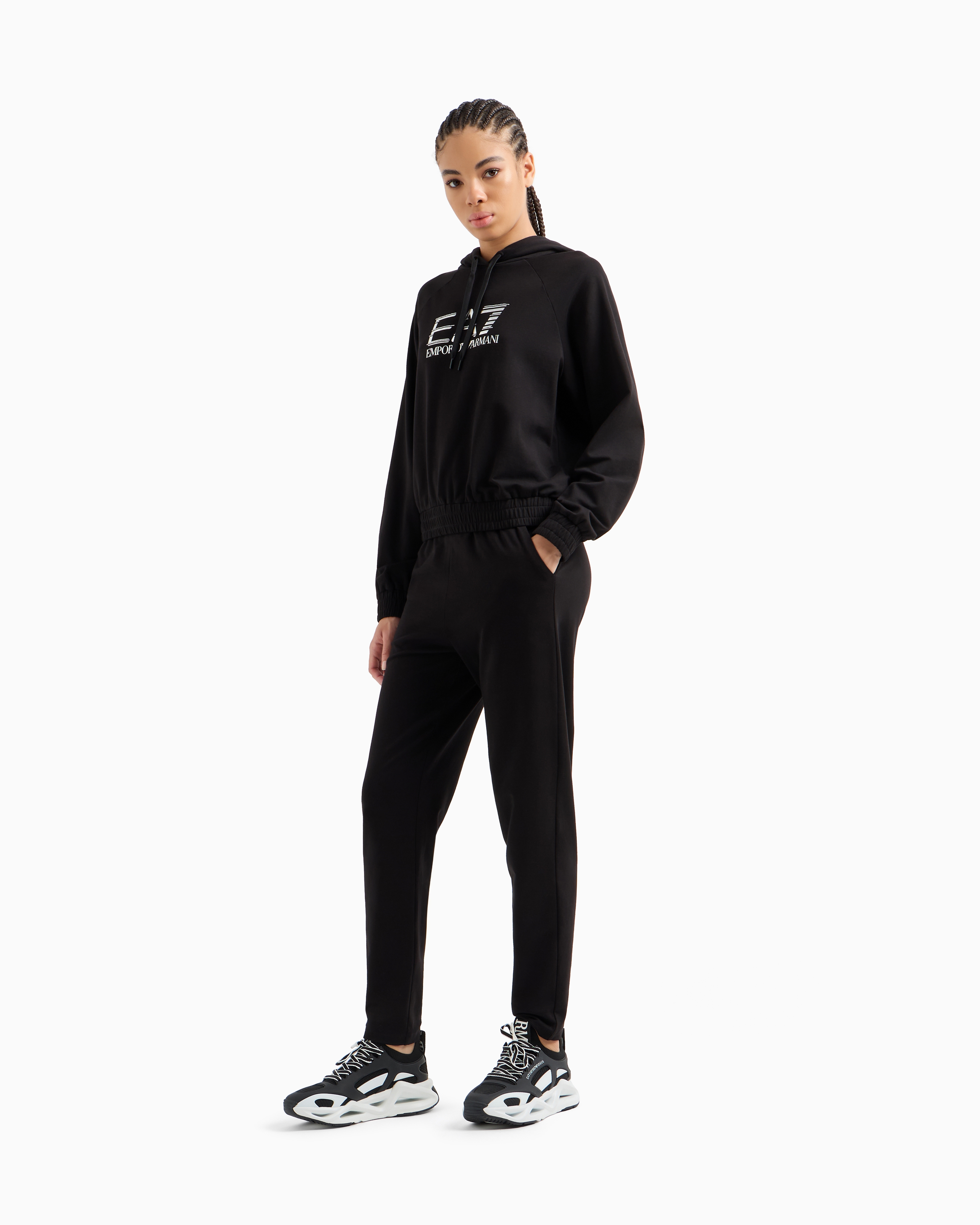 Ea7 Cotton And Modal Blend Tracksuit In Black