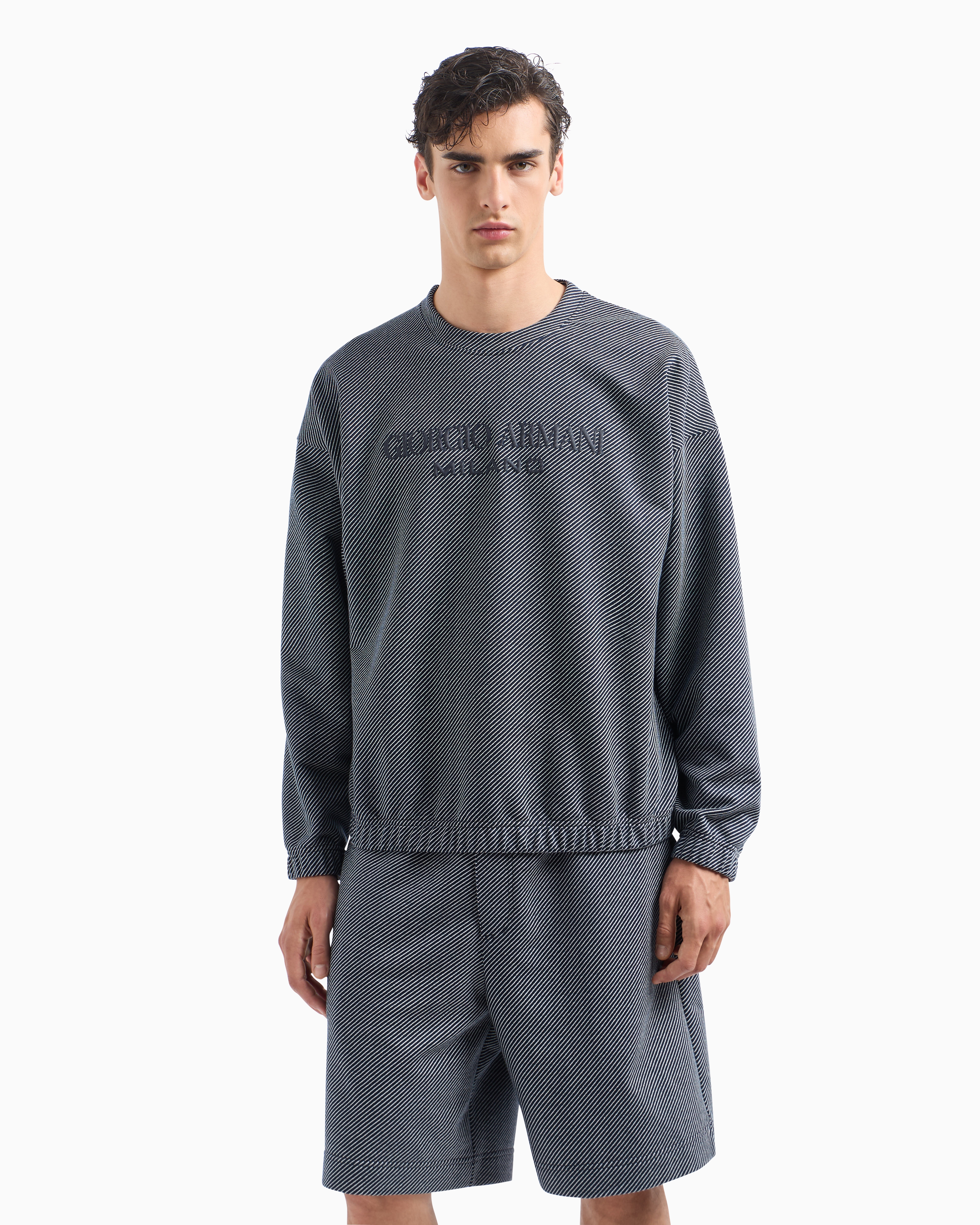 Giorgio Armani Sweatshirts Without Hood In Blue