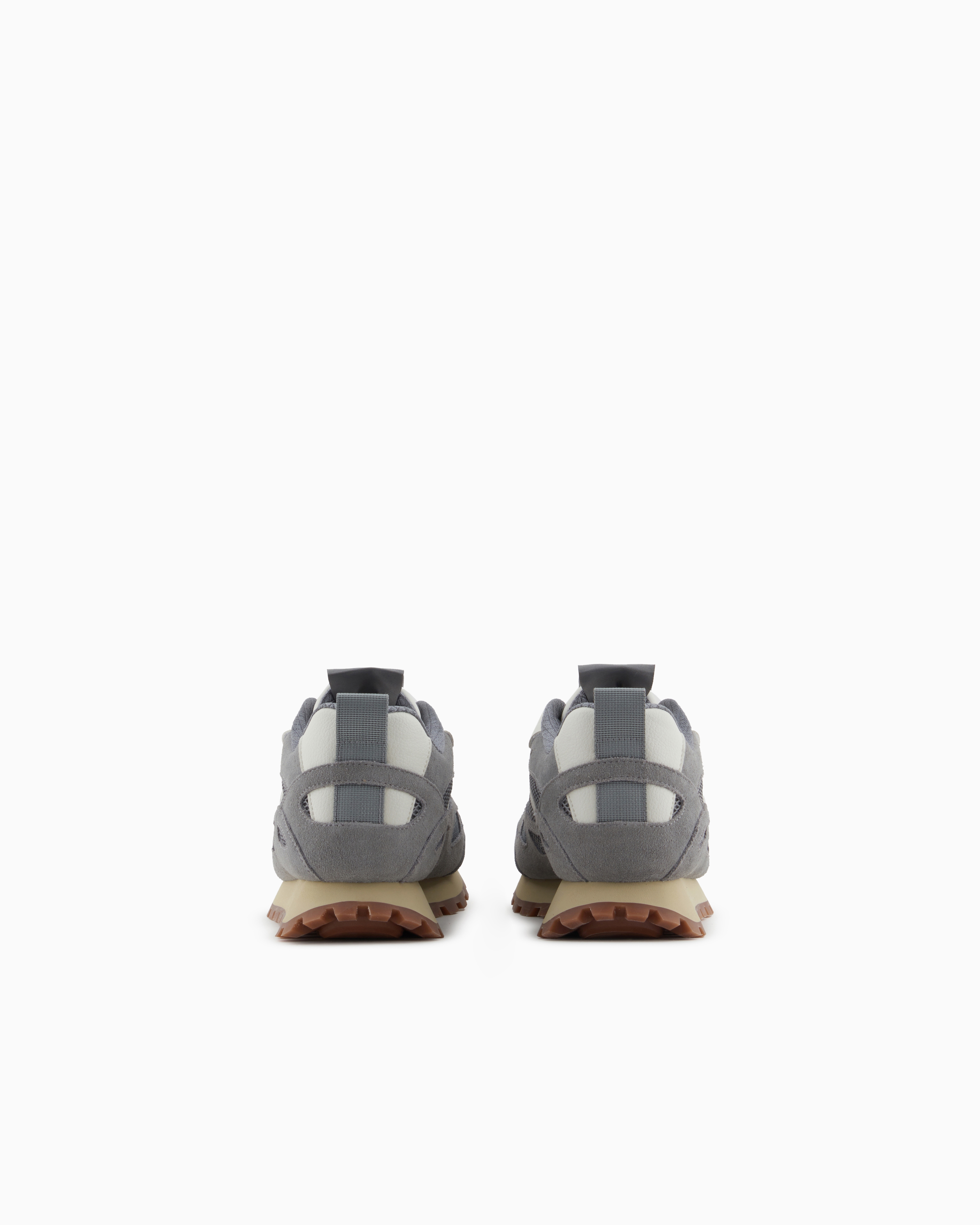 Armani Exchange Mesh Suede Sneakers In Gray