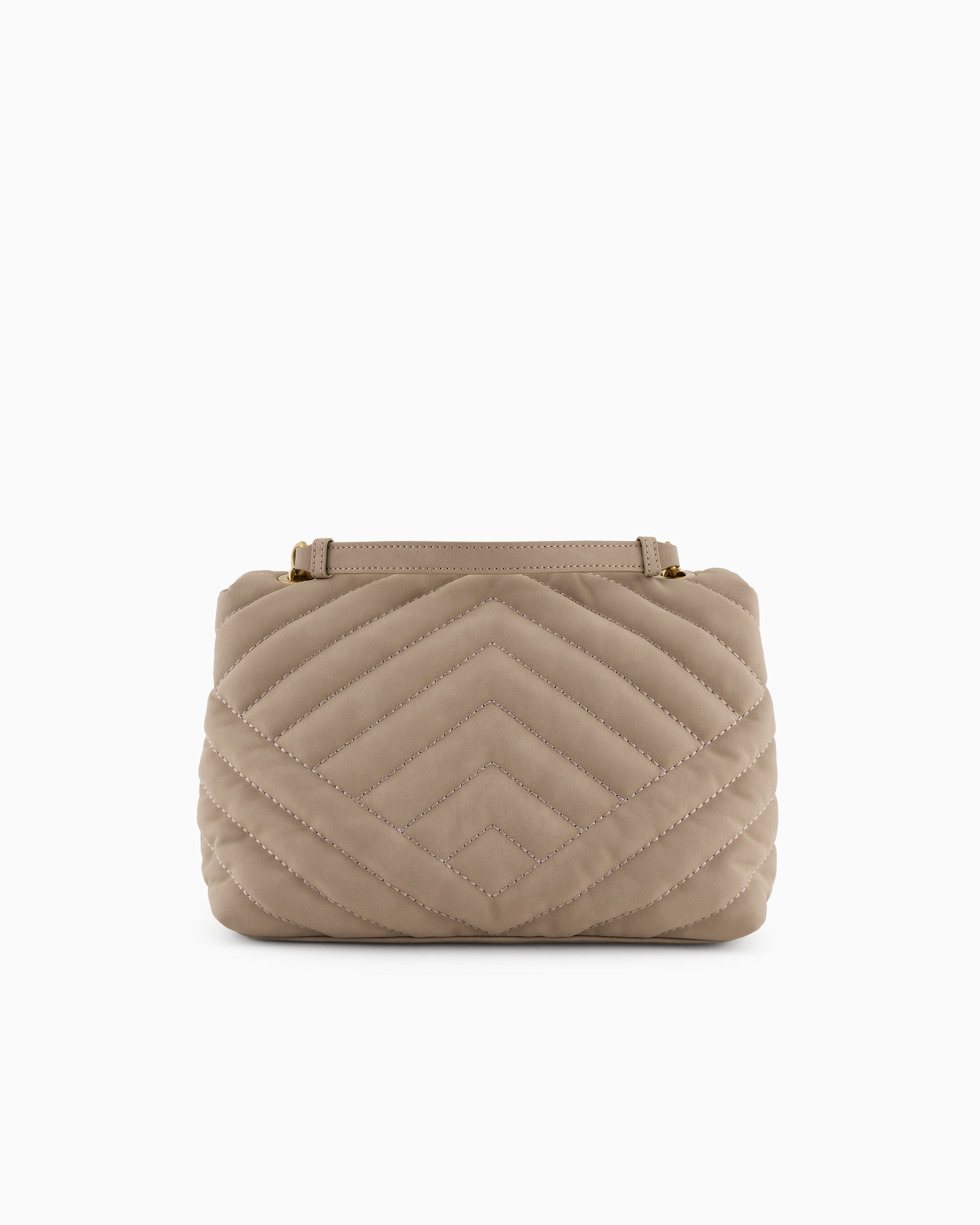 Armani Exchange Quilted Shoulder Bag With Chain In Beige