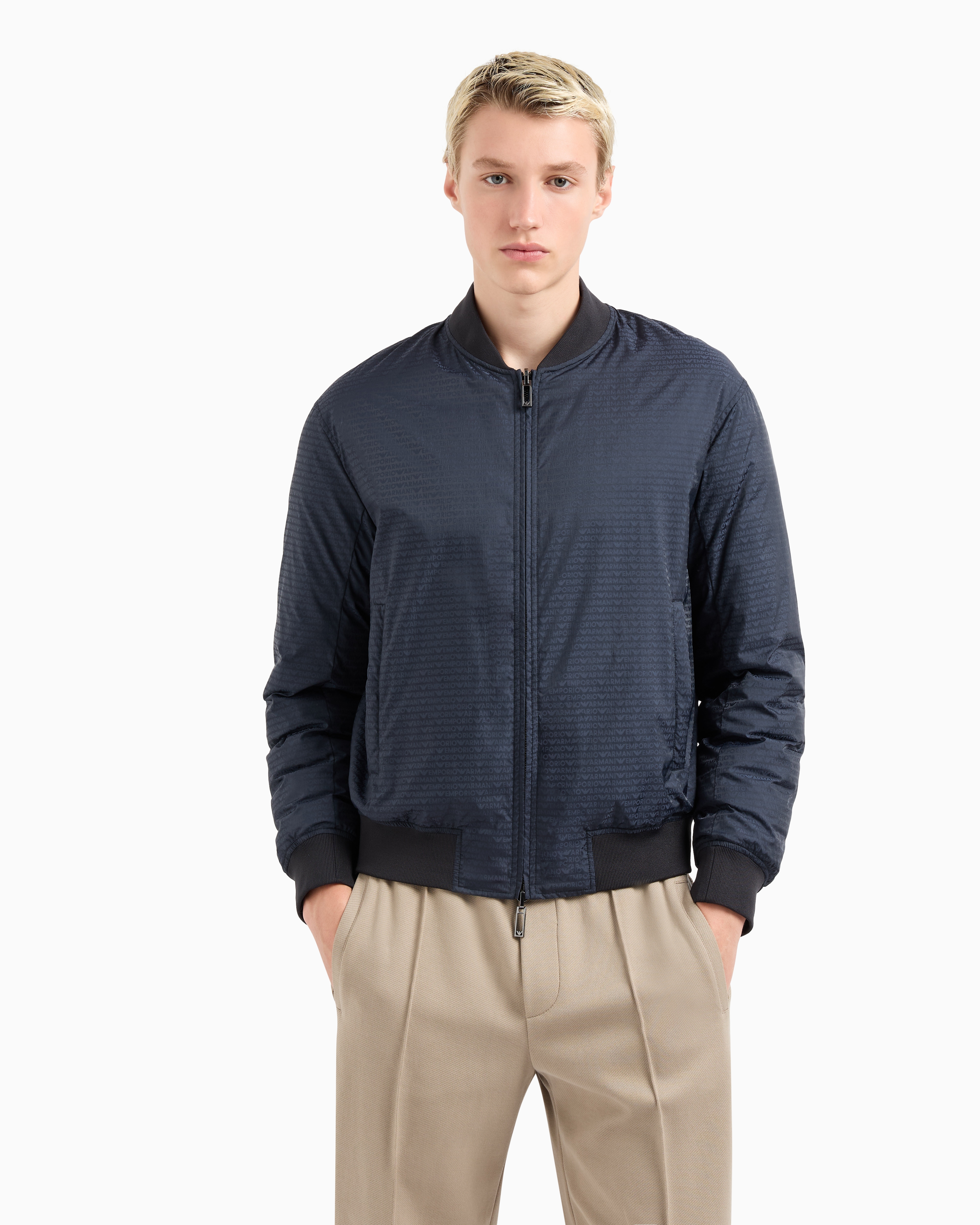 Emporio Armani Men's Nylon Bomber Jacket In Navy_blue